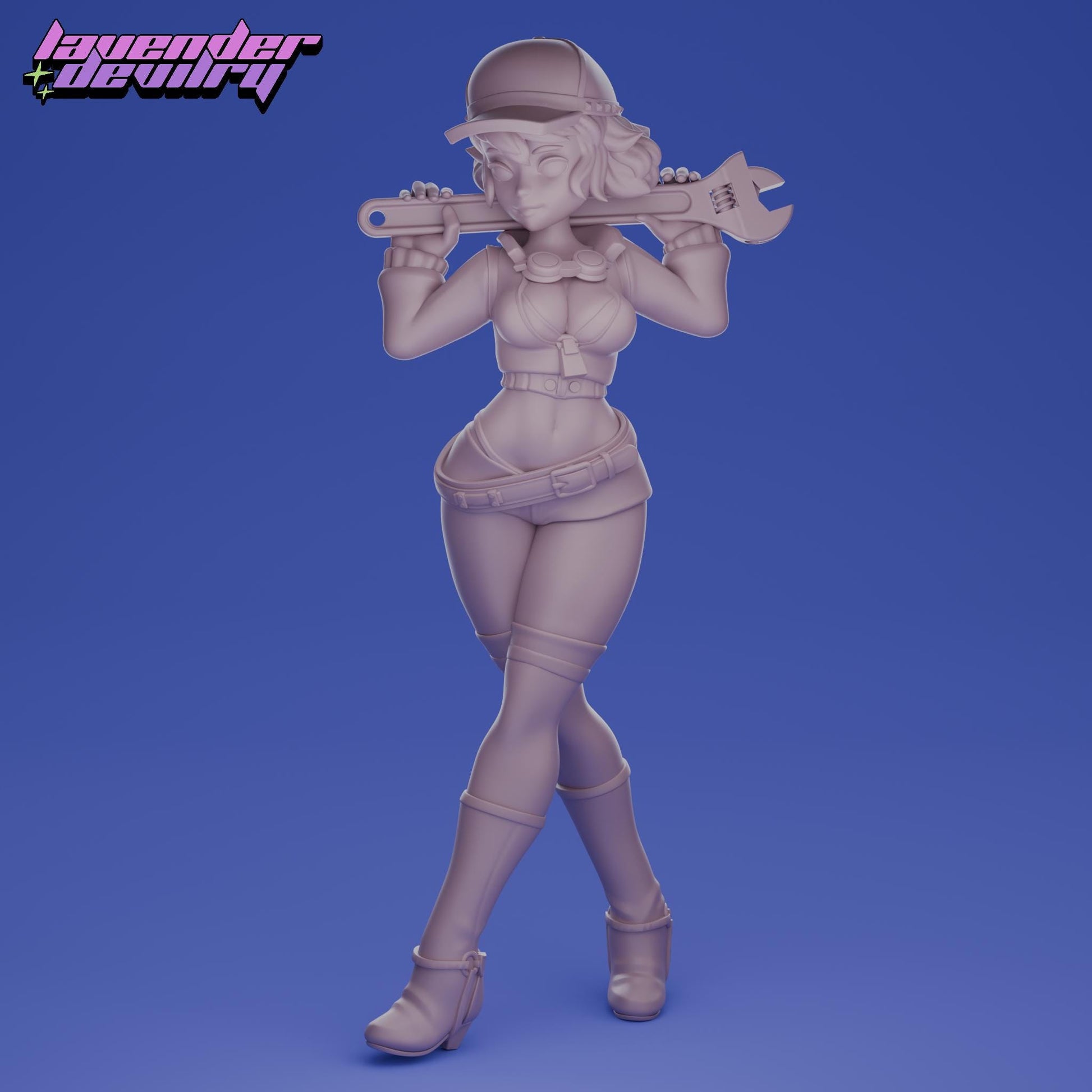 Head Mechanic Miniature - 28mm / 32mm / 36mm / 75mm - Lavender Devilry - Unpainted Resin Printed Figure for D&D, TTRPGs and Board Games