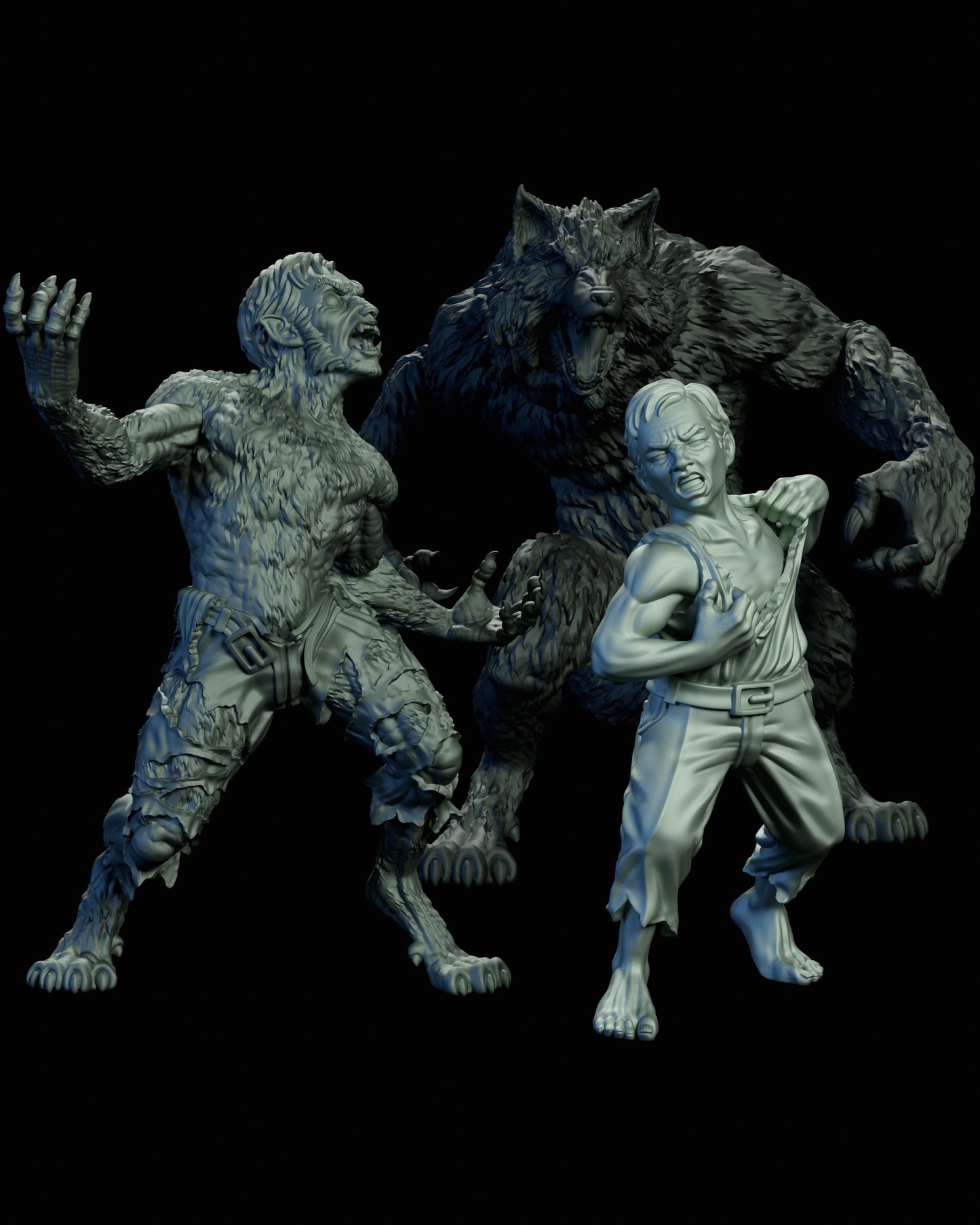 Werewolf Miniature (3 Phase Variations) - Adaevy Creations - 28mm / 32mm / 36mm