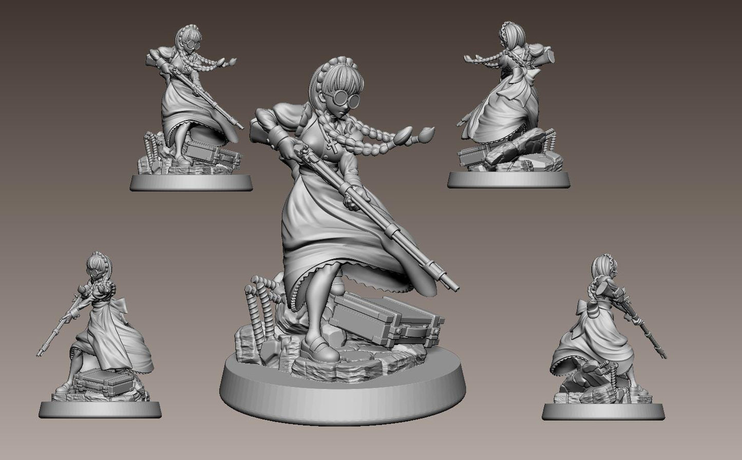 Bloodhound Maid Miniature - 28mm / 32mm / 36mm / 75mm - LPOMC - Unpainted Resin Printed Figure for D&D, TTRPGs, and Board Games