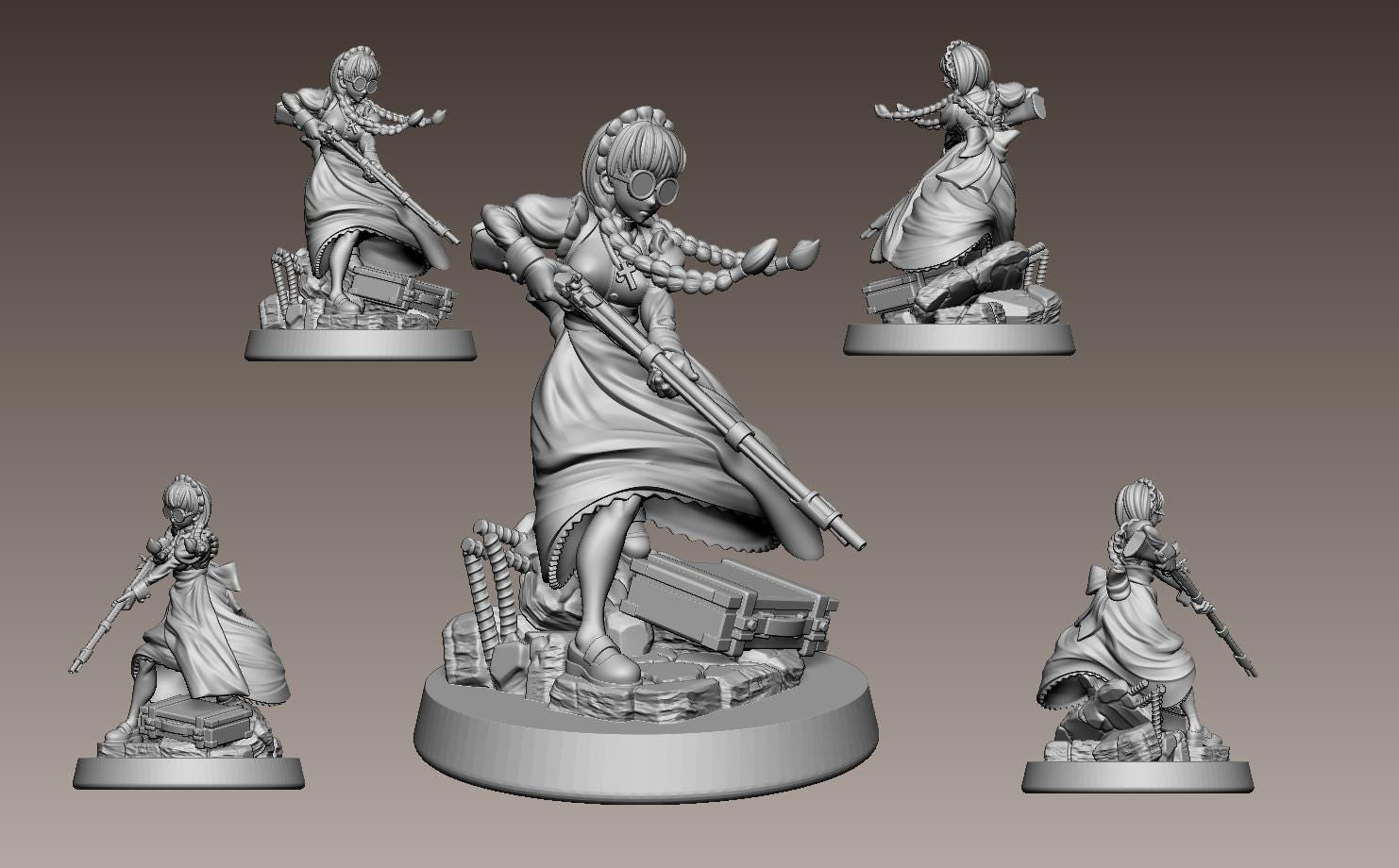 Bloodhound Maid Miniature - 28mm / 32mm / 36mm / 75mm - LPOMC - Unpainted Resin Printed Figure for D&D, TTRPGs, and Board Games