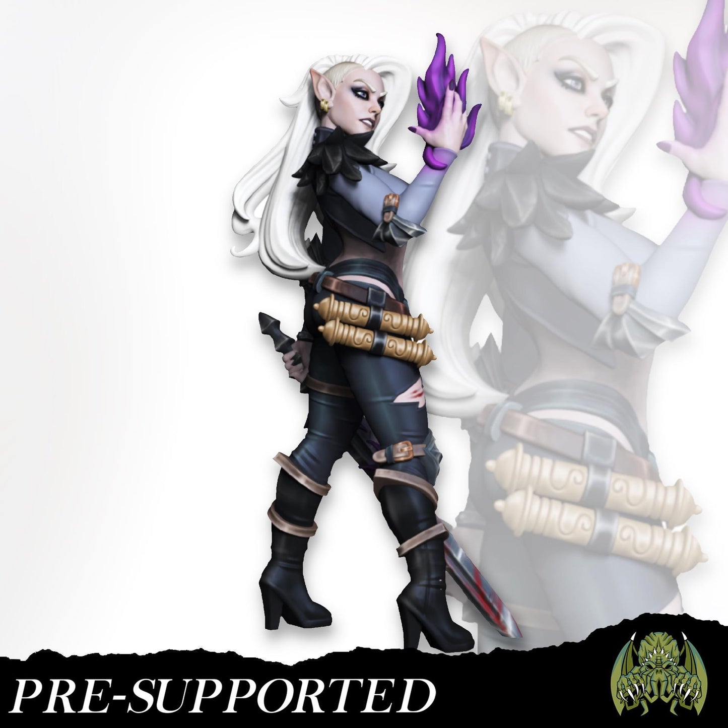 Kayla the Dark Blade Miniature (w/NSFW variation) - Miniatures of Madness - 28mm / 32mm / 36mm / Bust - Unpainted Miniature for TTRPGs