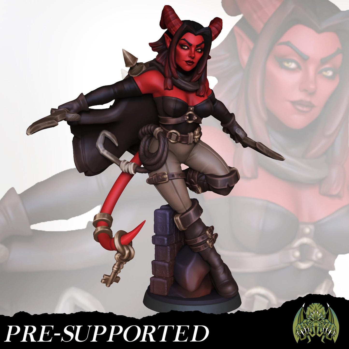 Nebis the Tiefling Rogue Miniature (w/NSFW variation) - Miniatures of Madness - 28mm / 32mm / 36mm / Bust - Unpainted Miniature for TTRPGs