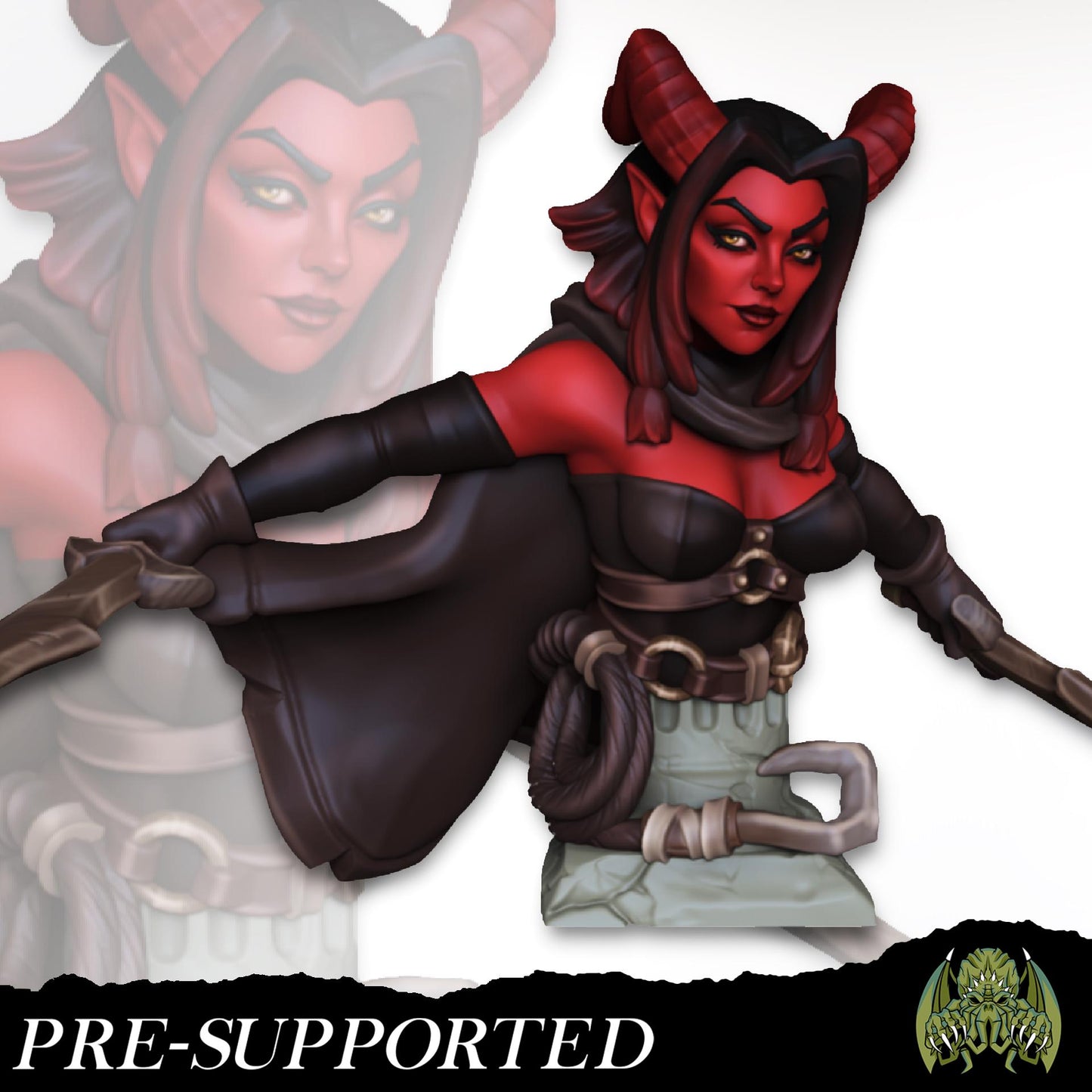 Nebis the Tiefling Rogue Miniature (w/NSFW variation) - Miniatures of Madness - 28mm / 32mm / 36mm / Bust - Unpainted Miniature for TTRPGs