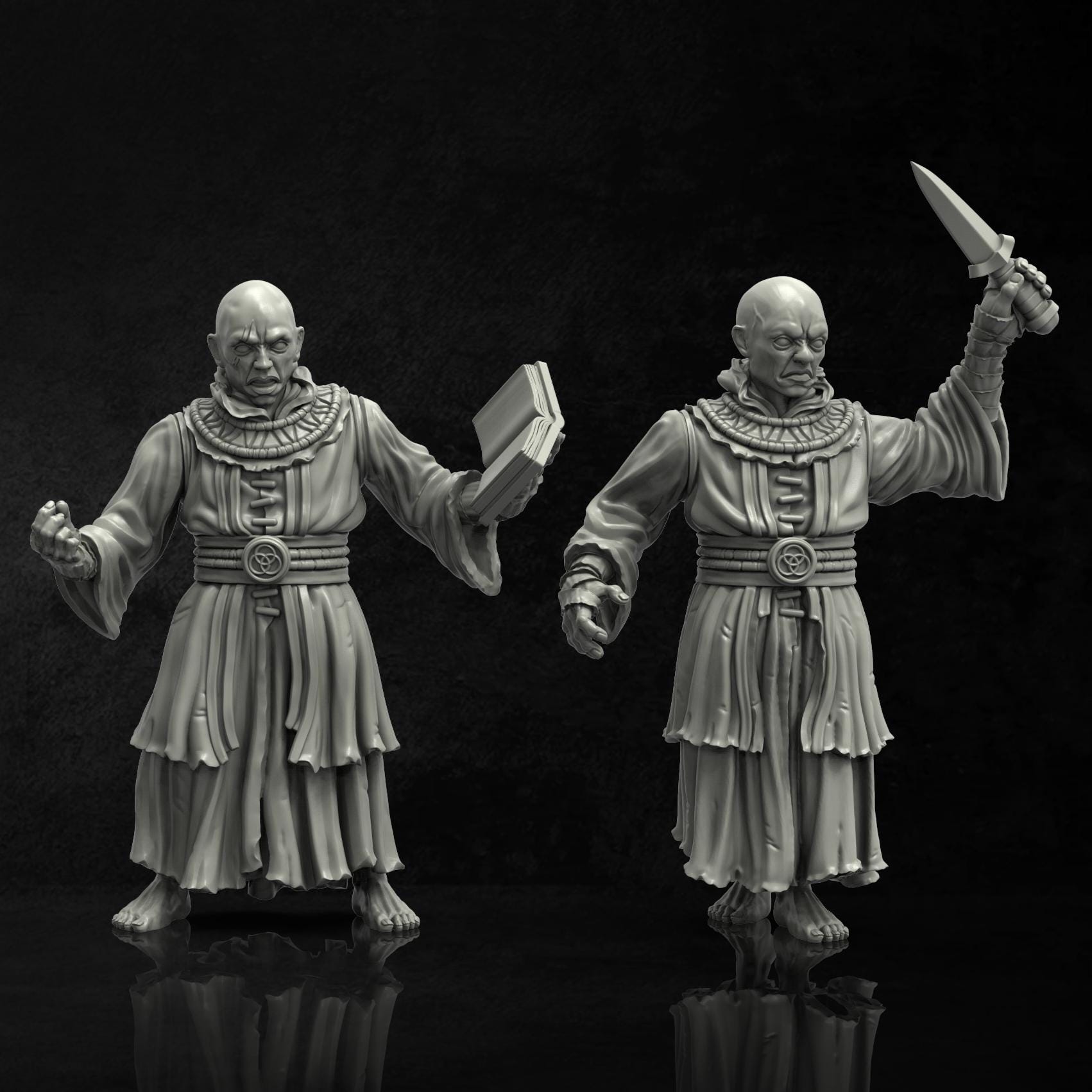 Cultist Assembly Kit Vol. 1 - 28mm / 32mm / 36mm - Adaevy Creations - Resin Printed Figures and Bits for TTRPGs, Painting, and Kitbashing