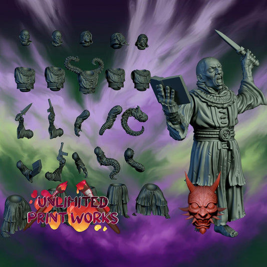 Cultist Assembly Kit Vol. 1 - 28mm / 32mm / 36mm - Adaevy Creations - Resin Printed Figures and Bits for TTRPGs, Painting, and Kitbashing