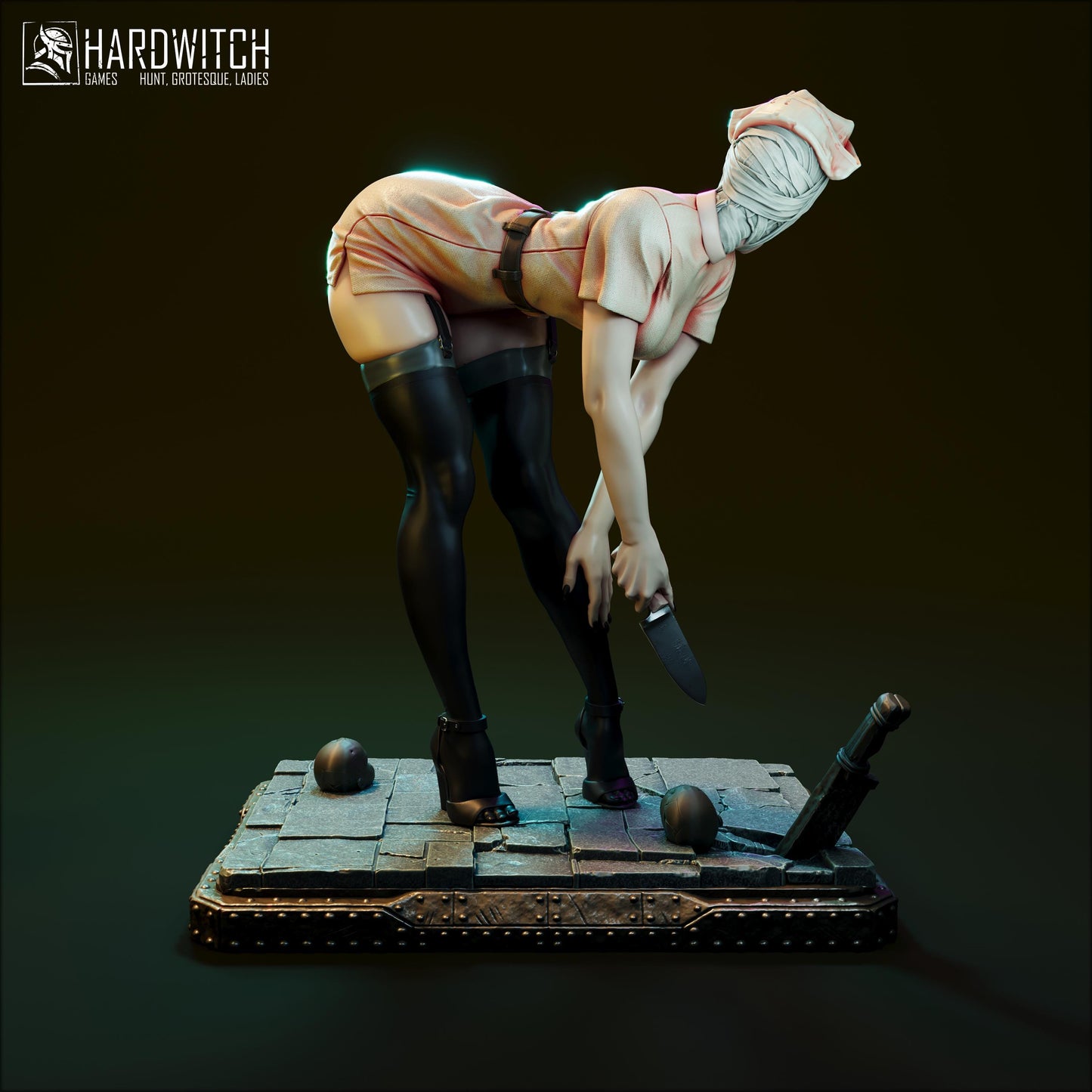 Abyssal Nurse Miniature - 75mm / 1:12 - HardWitch Games - Resin Printed Figure for Display and Painting