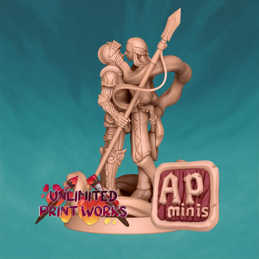 Rene and Whisper Miniature Set - 28mm / 32mm / 36mm - Awkward Penguin Minis - Resin Printed Figure for D&D, Daggerheart, and Painting