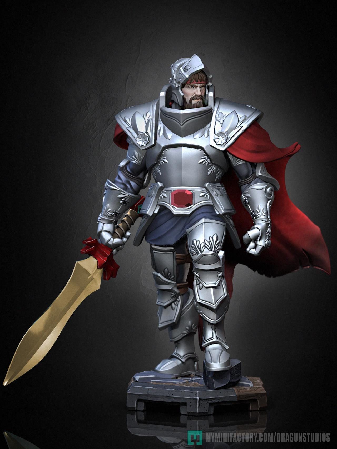 King Arthur Miniature (3 Variations) - 28mm / 32mm / 36mm / 75mm - DraGun - Resin Printed Figure for TTRPGs and Board Games