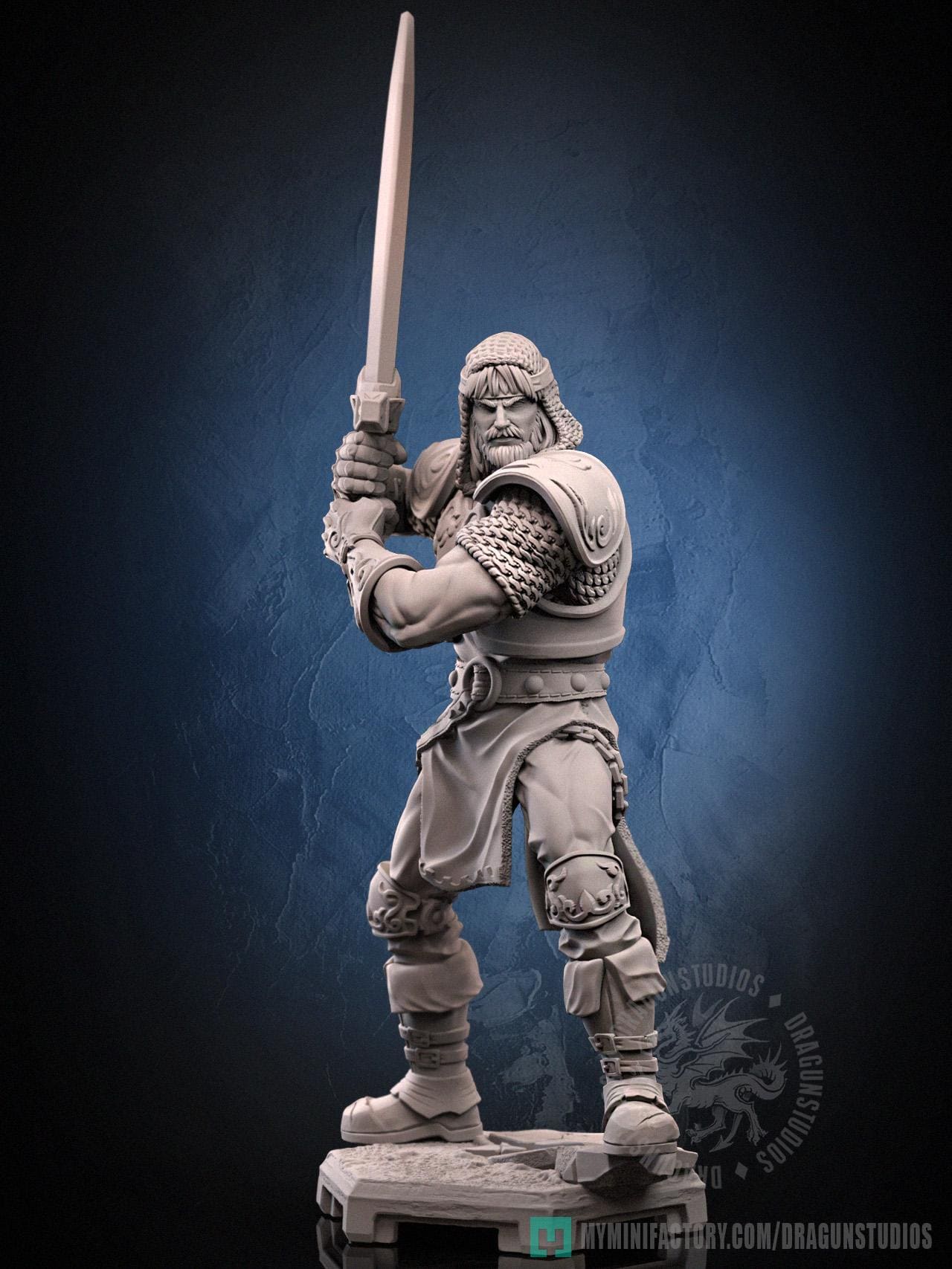 King Arthur Miniature (3 Variations) - 28mm / 32mm / 36mm / 75mm - DraGun - Resin Printed Figure for TTRPGs and Board Games