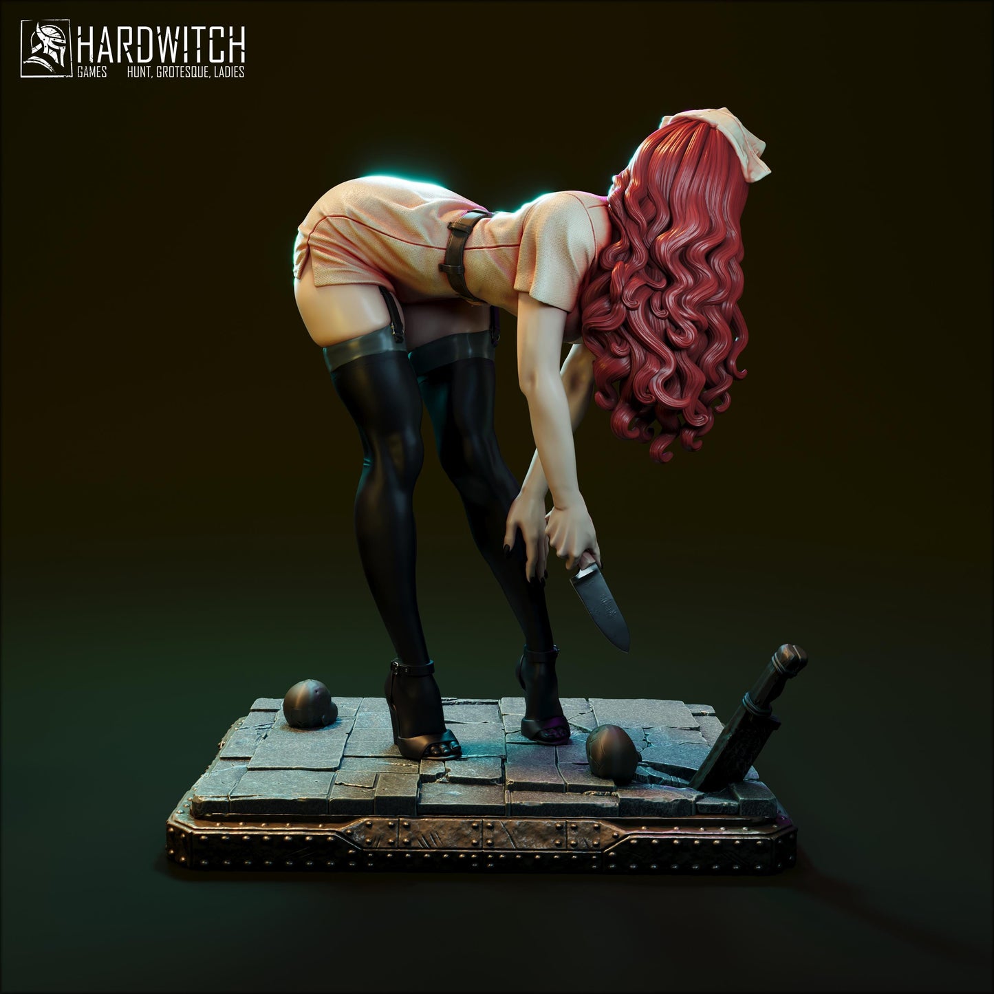 Abyssal Nurse Miniature - 75mm / 1:12 - HardWitch Games - Resin Printed Figure for Display and Painting