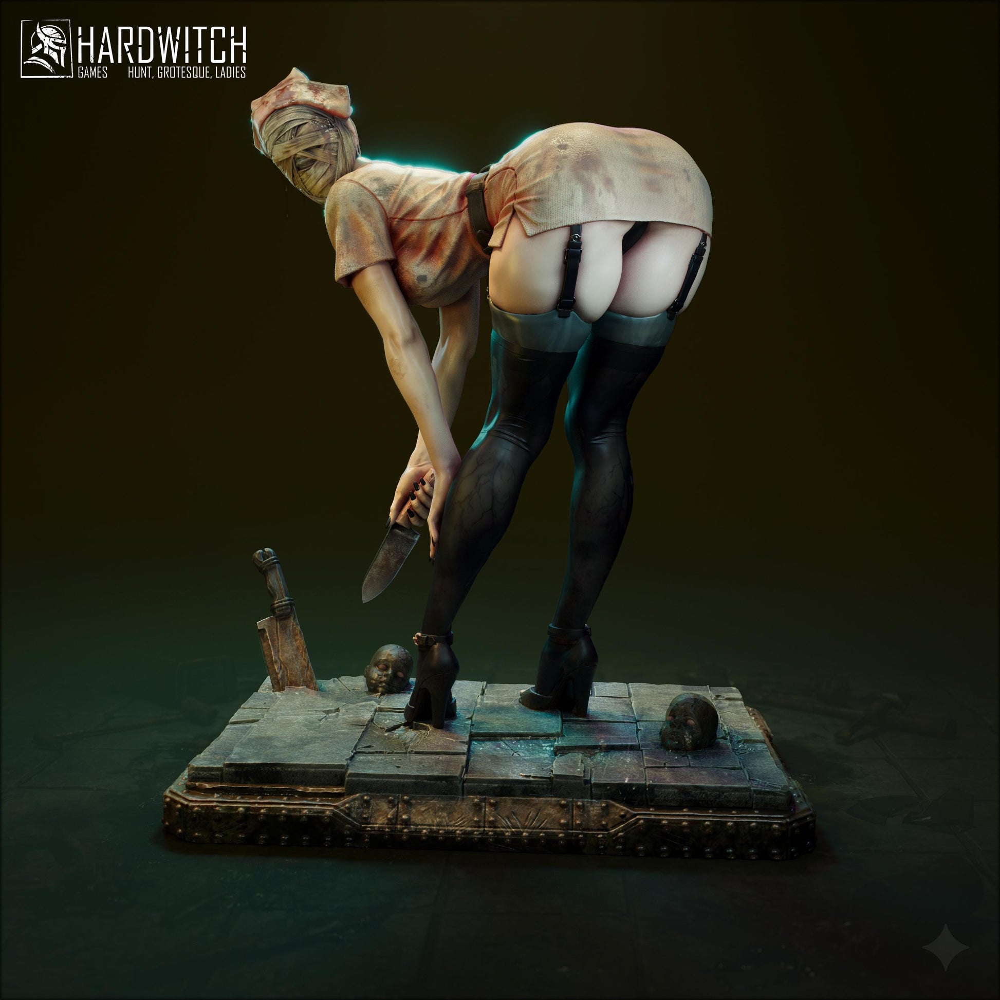 Abyssal Nurse Miniature - 75mm / 1:12 - HardWitch Games - Resin Printed Figure for Display and Painting