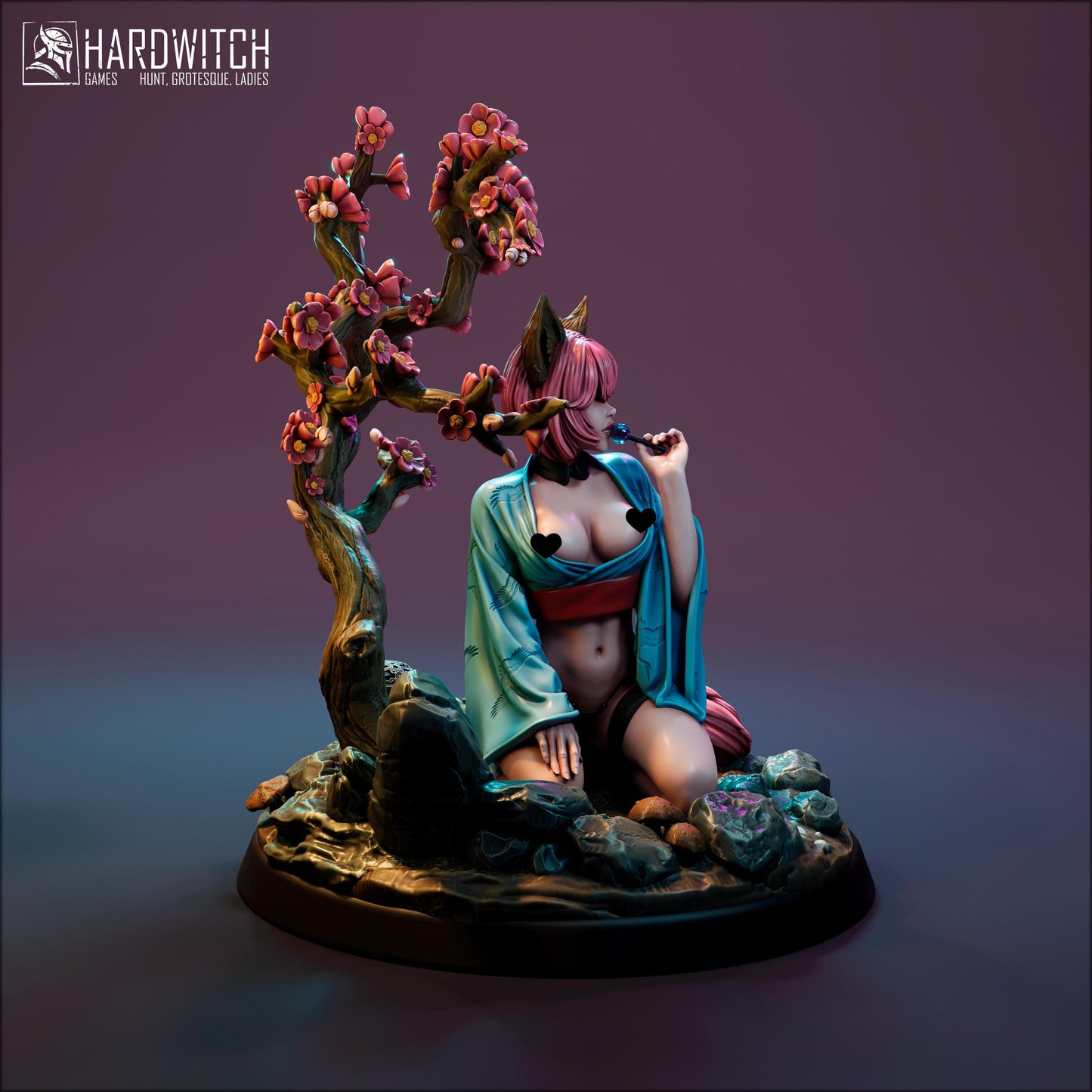 Ashirine Moore (Standard & NSFW Versions) - 28mm / 32mm / 36mm / 75mm - HardWitch Games - Resin Printed Figure for TTRPGs and War Games