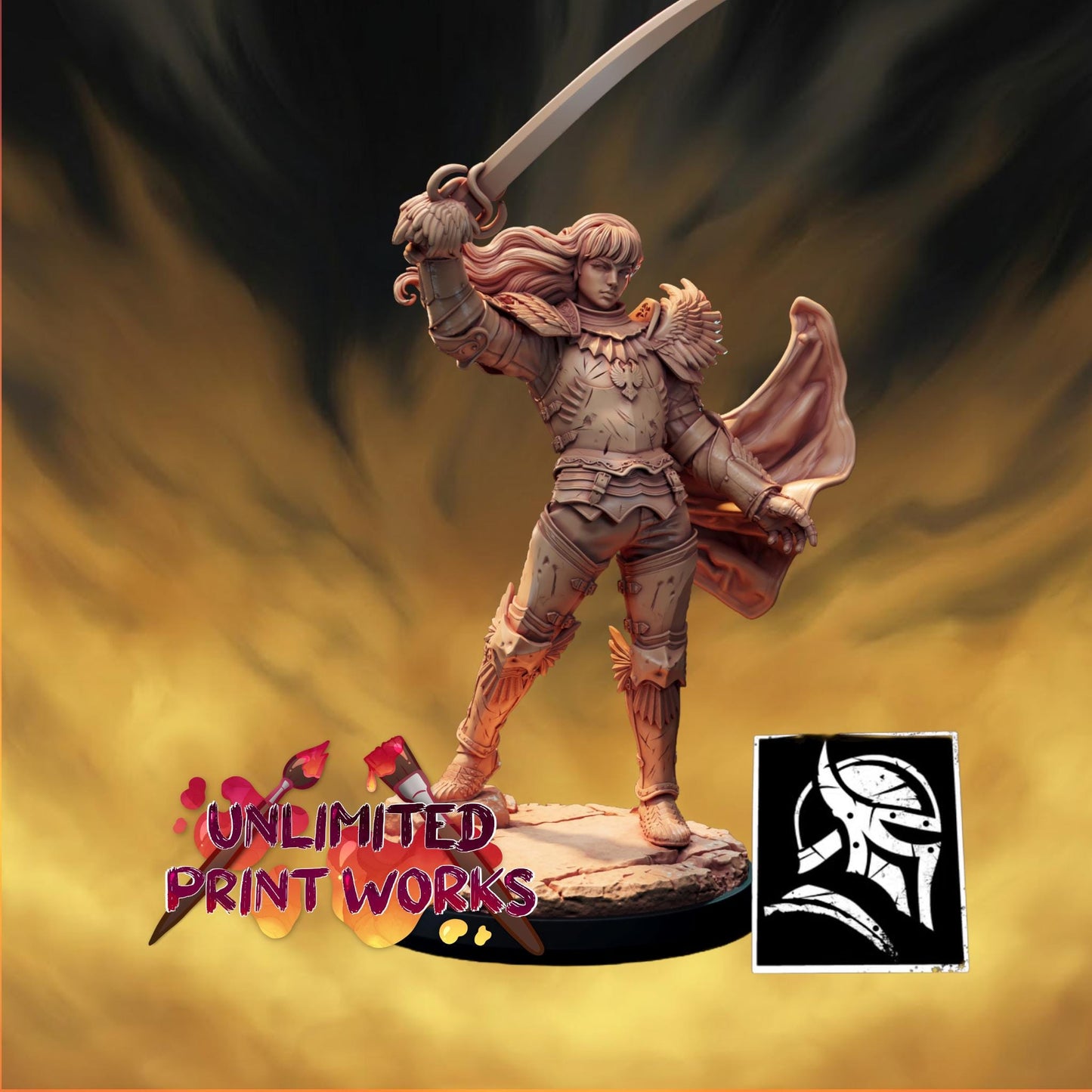 Symbol Knight Griffin Miniature (2 Versions) - 28mm / 32mm / 36mm / 75mm - HardWitch Games - Resin Printed Figure for TTRPGs and Wargaming