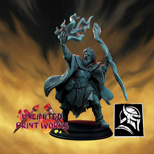 Mad Mage Sebin Moskan Miniature - 28mm / 32mm / 36mm / 75mm - HardWitch Games - Resin Printed Figure for TTRPGs and Wargaming