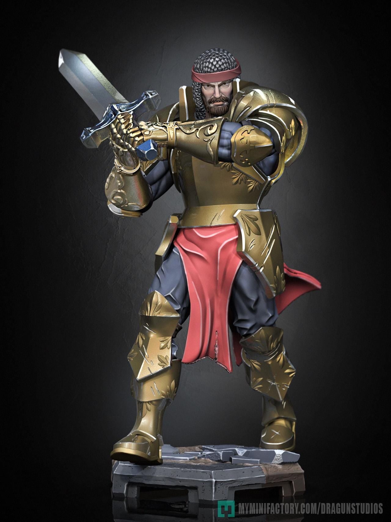 King Arthur Miniature (3 Variations) - 28mm / 32mm / 36mm / 75mm - DraGun - Resin Printed Figure for TTRPGs and Board Games