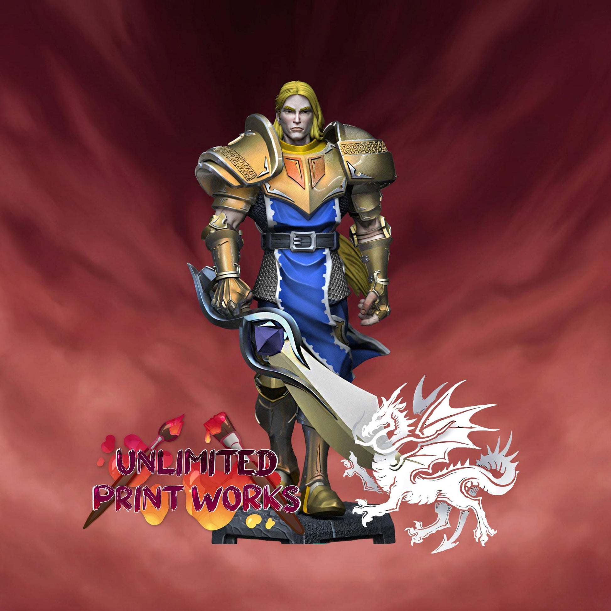 Sir Lancelot Miniature (3 Variations) - 28mm / 32mm / 36mm / 75mm - DraGun - Resin Printed Figure for TTRPGs and Board Games