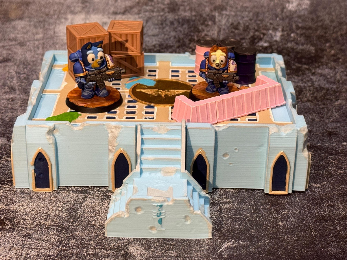 Dogs of the Empire Miniature Playset - 36mm Scale Grimdark Bluey Fanart Diorama - Hand Painted!
