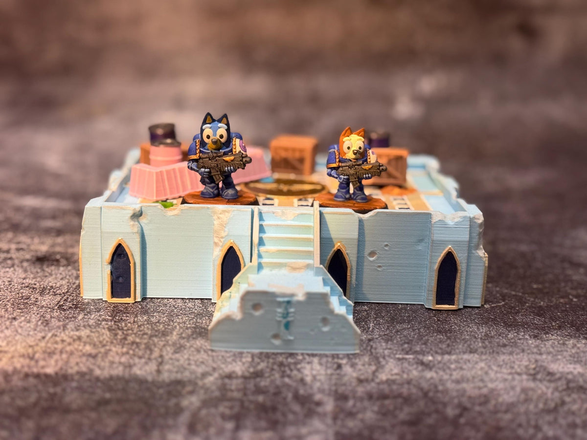 Dogs of the Empire Miniature Playset - 36mm Scale Grimdark Bluey Fanart Diorama - Hand Painted!