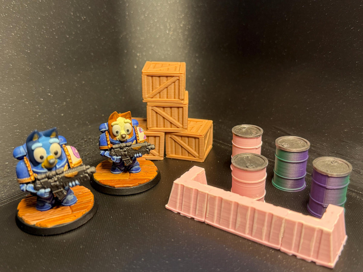 Dogs of the Empire Miniature Playset - 36mm Scale Grimdark Bluey Fanart Diorama - Hand Painted!