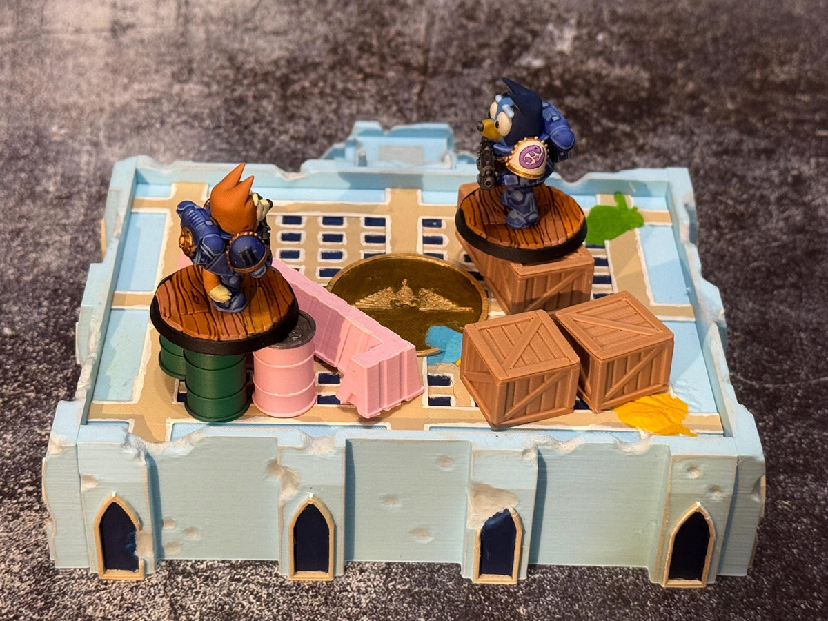 Dogs of the Empire Miniature Playset - 36mm Scale Grimdark Bluey Fanart Diorama - Hand Painted!