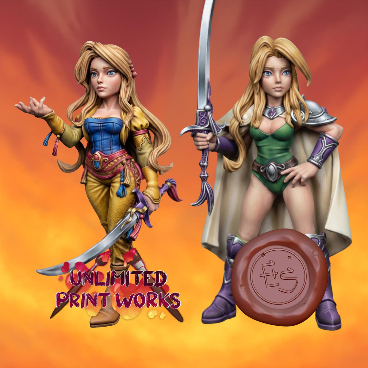 Rune Knight Miniature - 28mm / 32mm / 36mm / 75mm - Ethan Savage Studios - Unpainted Resin Printed Figure for TTRPGs and Board Games