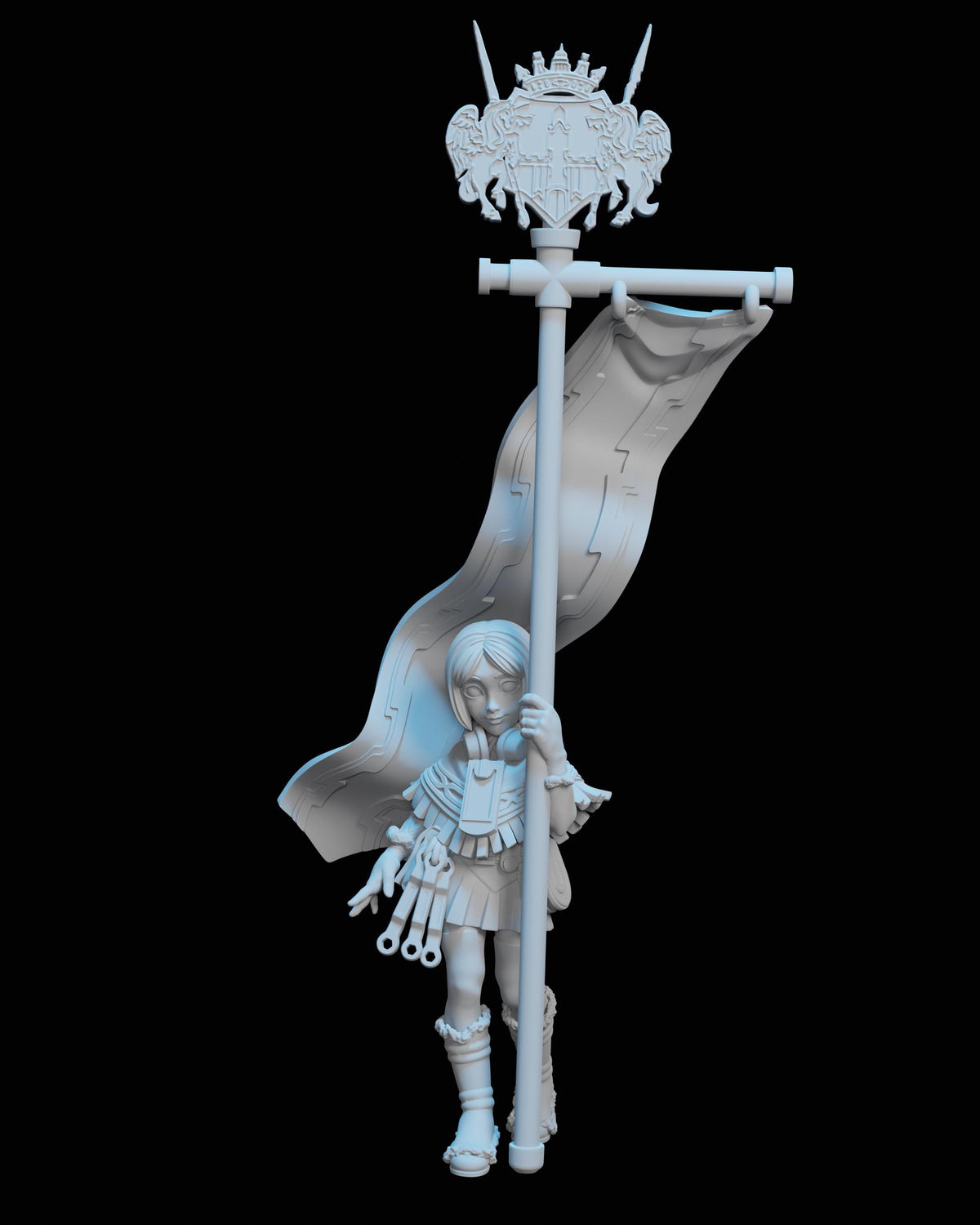 Flagbearer Sara Miniature (2 Variations) - 28mm / 32mm / 36mm - Ethan Savage Studios - Resin Printed Figure for D&D, TTRPGs, and Board Games