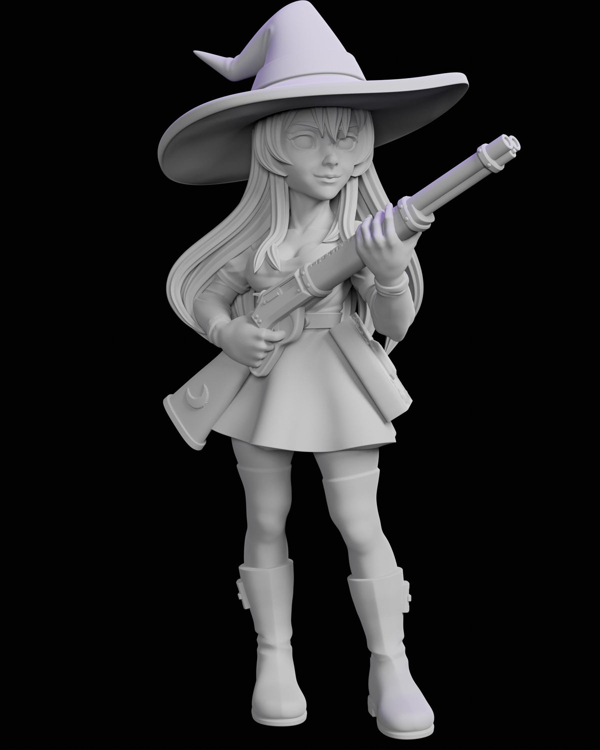 Gun Witch Bianca Miniature - 28mm / 32mm / 36mm - Ethan Savage Studios - Unpainted Resin Printed Figure for D&D, TTRPGs, and Board Games