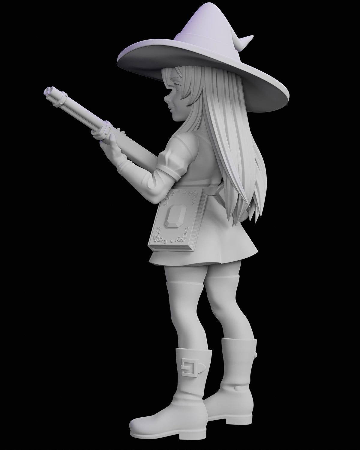Gun Witch Bianca Miniature - 28mm / 32mm / 36mm - Ethan Savage Studios - Unpainted Resin Printed Figure for D&D, TTRPGs, and Board Games