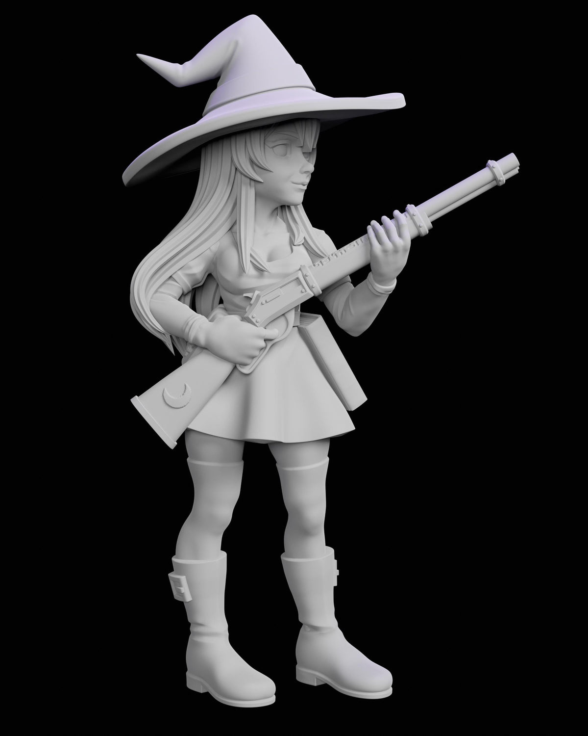 Gun Witch Bianca Miniature - 28mm / 32mm / 36mm - Ethan Savage Studios - Unpainted Resin Printed Figure for D&D, TTRPGs, and Board Games