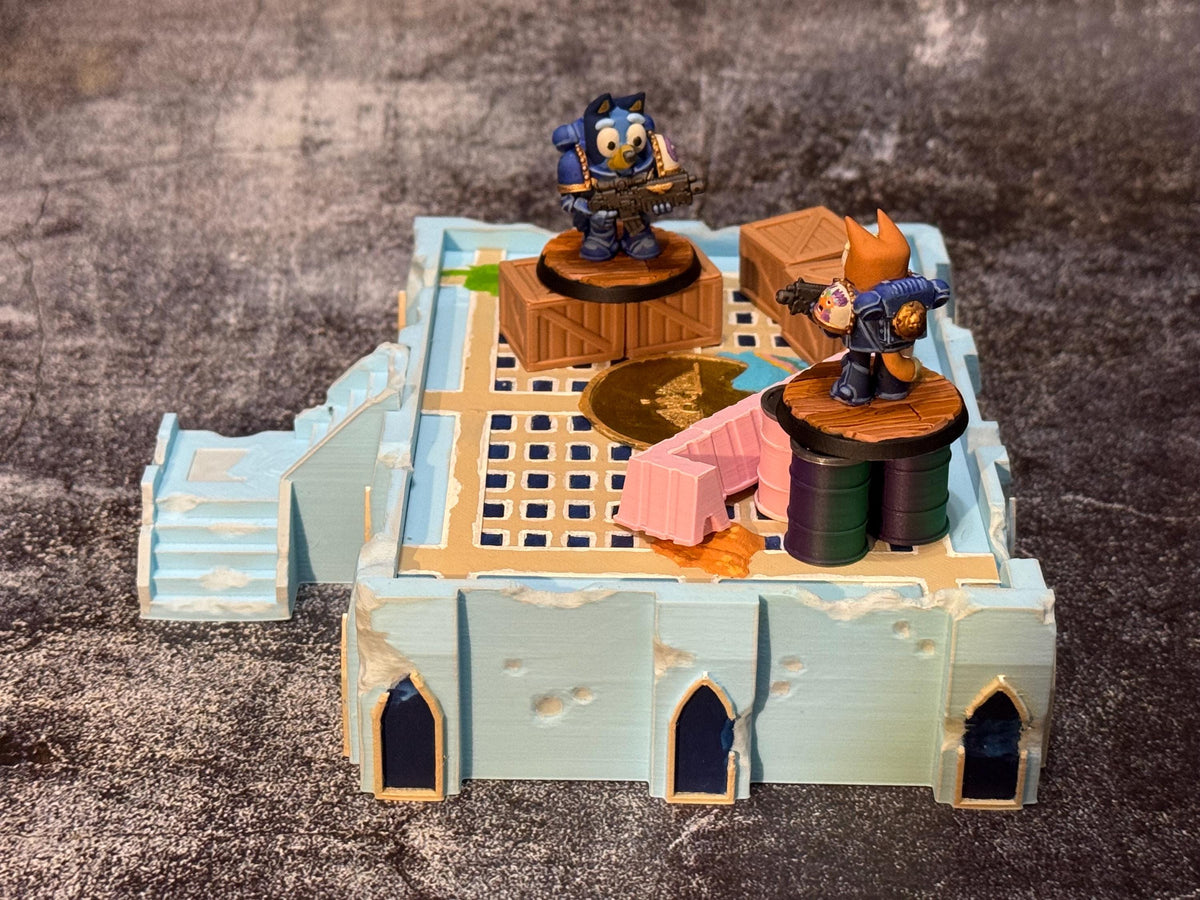 Dogs of the Empire Miniature Playset - 36mm Scale Grimdark Bluey Fanart Diorama - Hand Painted!