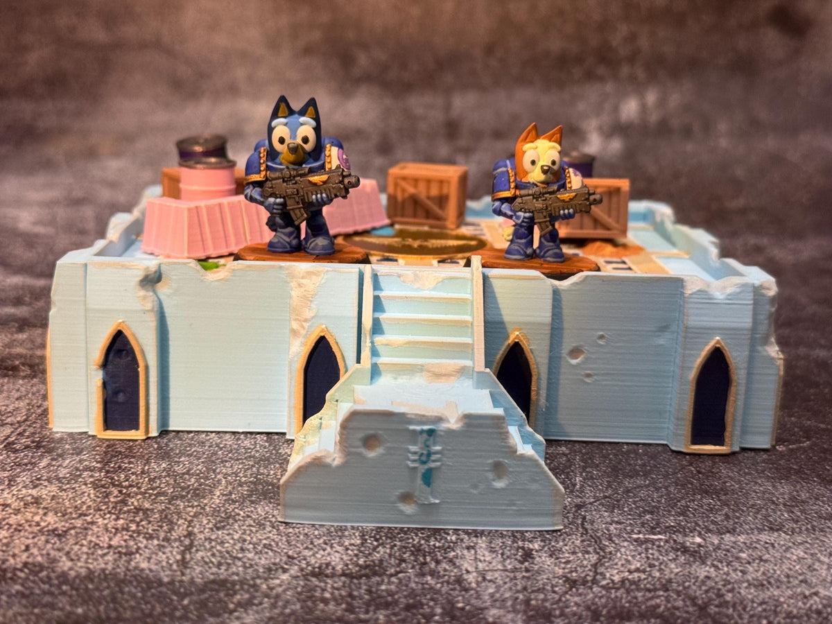 Dogs of the Empire Miniature Playset - 36mm Scale Grimdark Bluey Fanart Diorama - Hand Painted!
