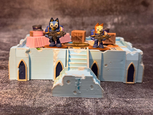 Dogs of the Empire Miniature Playset - 36mm Scale Grimdark Bluey Fanart Diorama - Hand Painted!