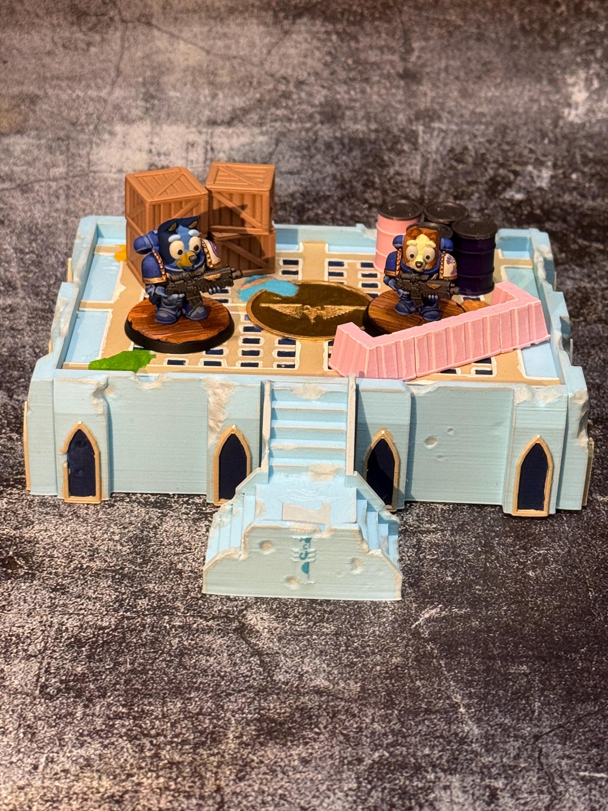 Dogs of the Empire Miniature Playset - 36mm Scale Grimdark Bluey Fanart Diorama - Hand Painted!