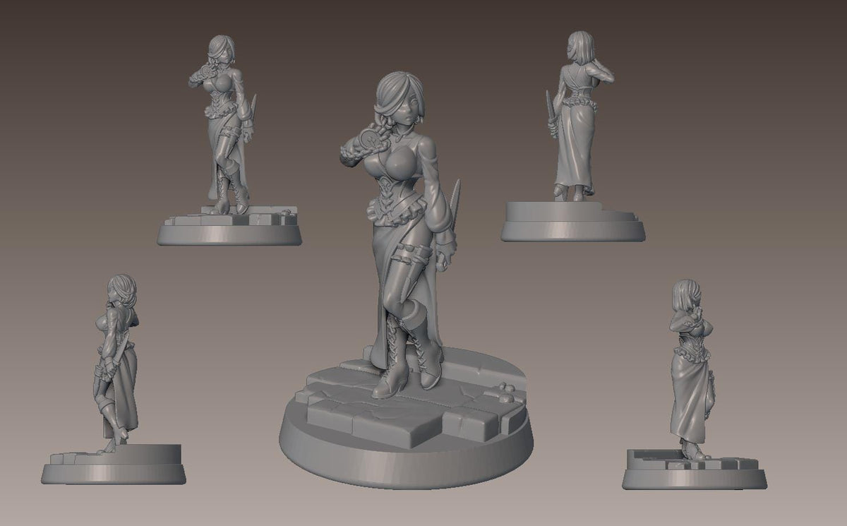 Night's Dagger Miniature - 28mm / 32mm / 36mm / 75mm - LPOMC - Unpainted Resin Printed Figure for D&D, TTRPGs, and Board Games