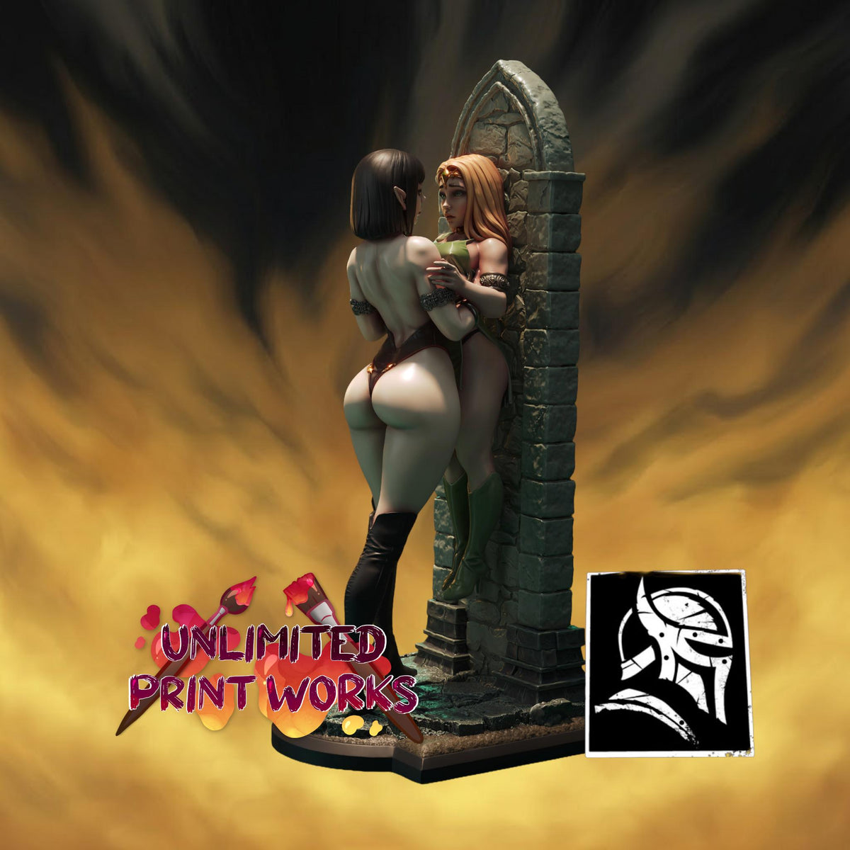 Marta vs Maya Miniature (Standard & NSFW Variations) - 28mm / 32mm / 36mm / 75mm / 1:12 Scale - HardWitch Games - Resin Printed Figure