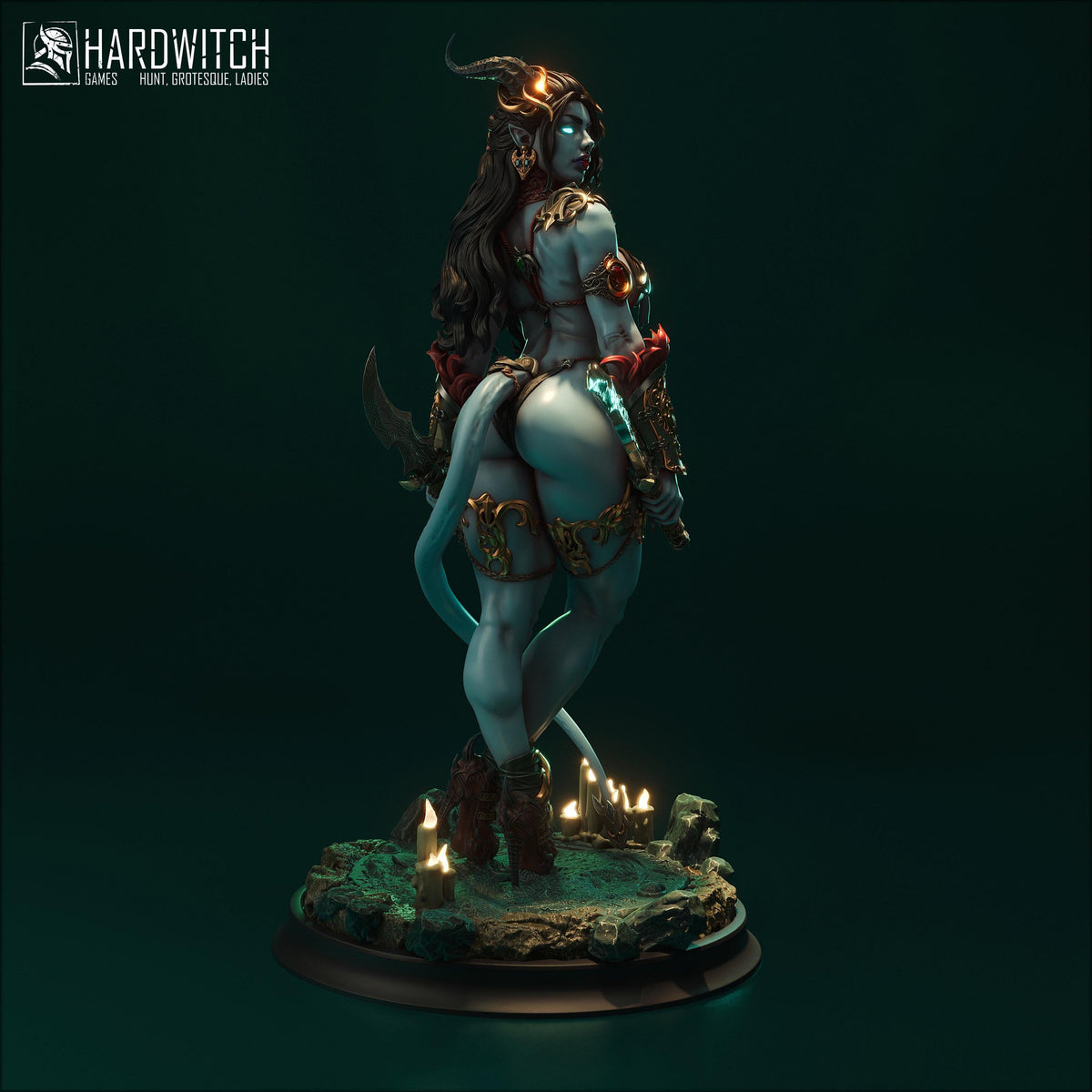 Tiefling Sister of Night Miniature (Standard, Human & NSFW Variations) - 28mm / 32mm / 36mm / 75mm / 1:12 Scale - HardWitch Games