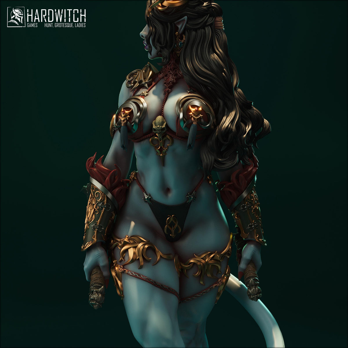 Tiefling Sister of Night Miniature (Standard, Human & NSFW Variations) - 28mm / 32mm / 36mm / 75mm / 1:12 Scale - HardWitch Games