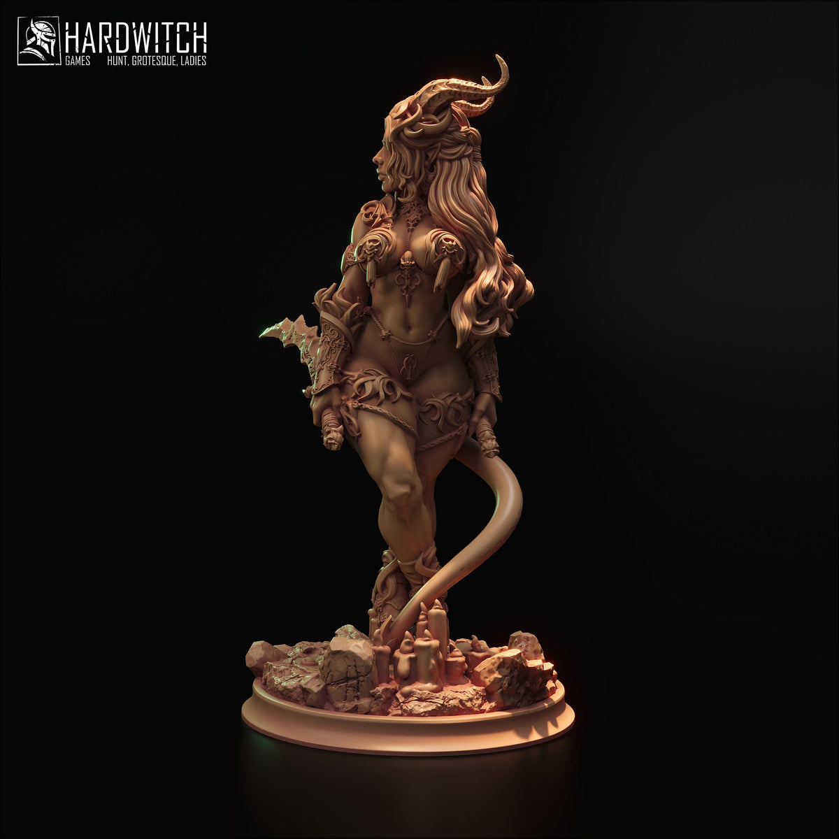 Tiefling Sister of Night Miniature (Standard, Human & NSFW Variations) - 28mm / 32mm / 36mm / 75mm / 1:12 Scale - HardWitch Games