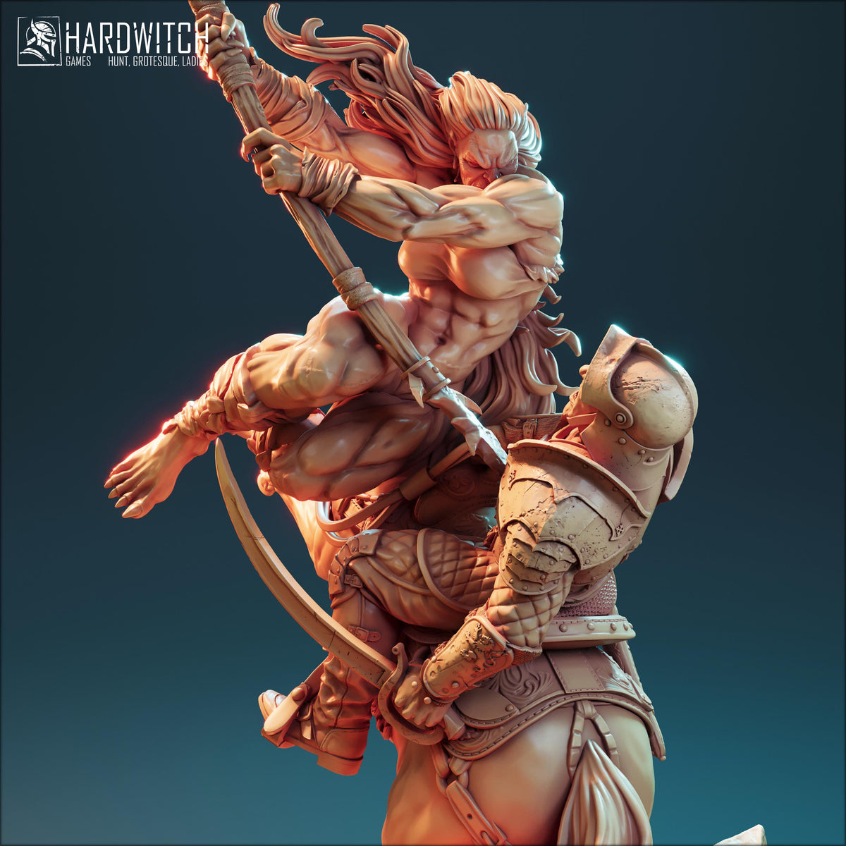 The Hunter Becomes the Hunted Figure - 75mm / 1:12 Scale - HardWitch Games - Resin Printed Statue for Display Painting