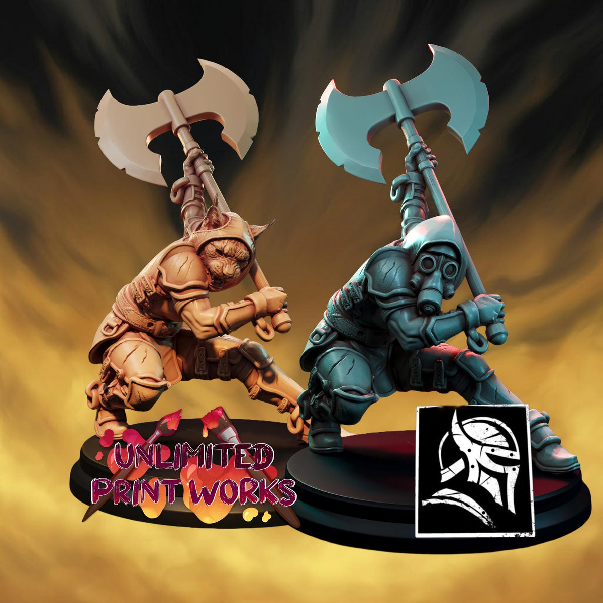 Mercenary Traykir Miniature (2 Variations) - 28mm / 32mm / 36mm / 75mm - HardWitch Games - Resin Printed Figure for TTRPGs and Wargaming