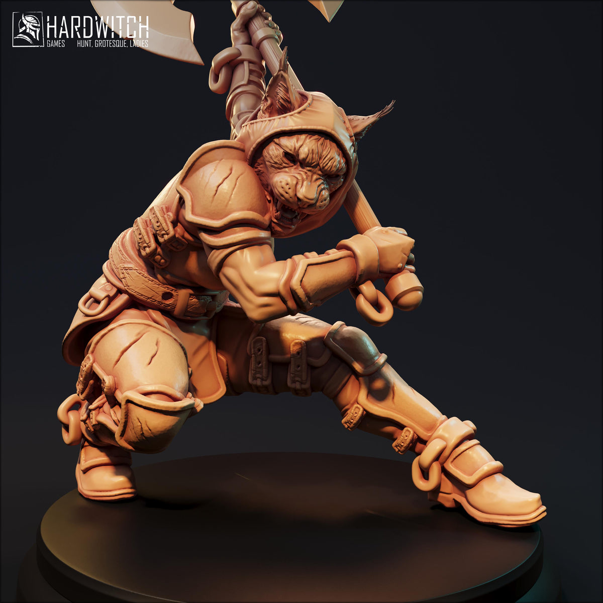 Mercenary Traykir Miniature (2 Variations) - 28mm / 32mm / 36mm / 75mm - HardWitch Games - Resin Printed Figure for TTRPGs and Wargaming