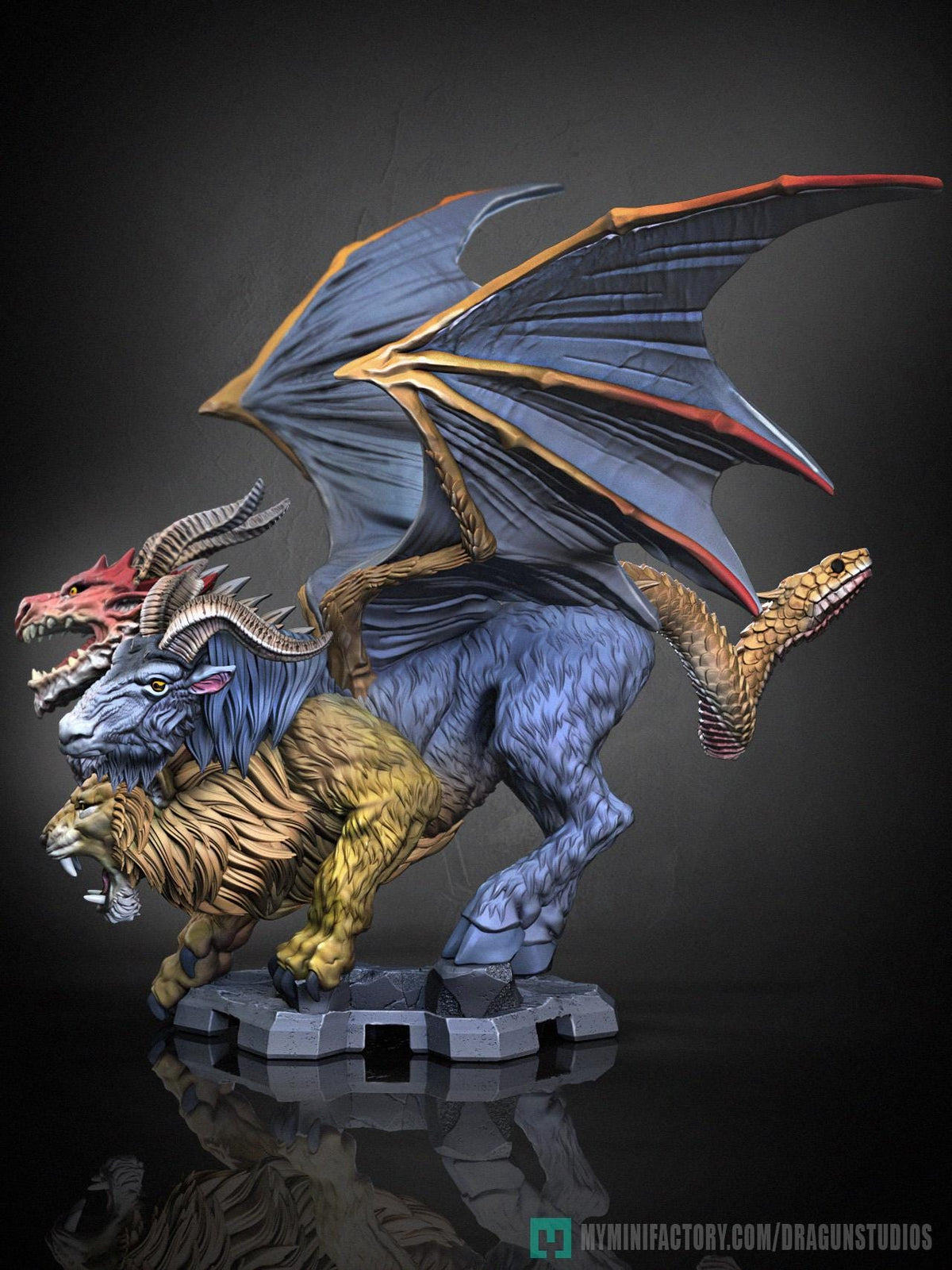 Chimera Miniature - DraGun Studios - 57mm / 80mm - Resin Printed Figure for D&D, TTRPGs, and Board Games