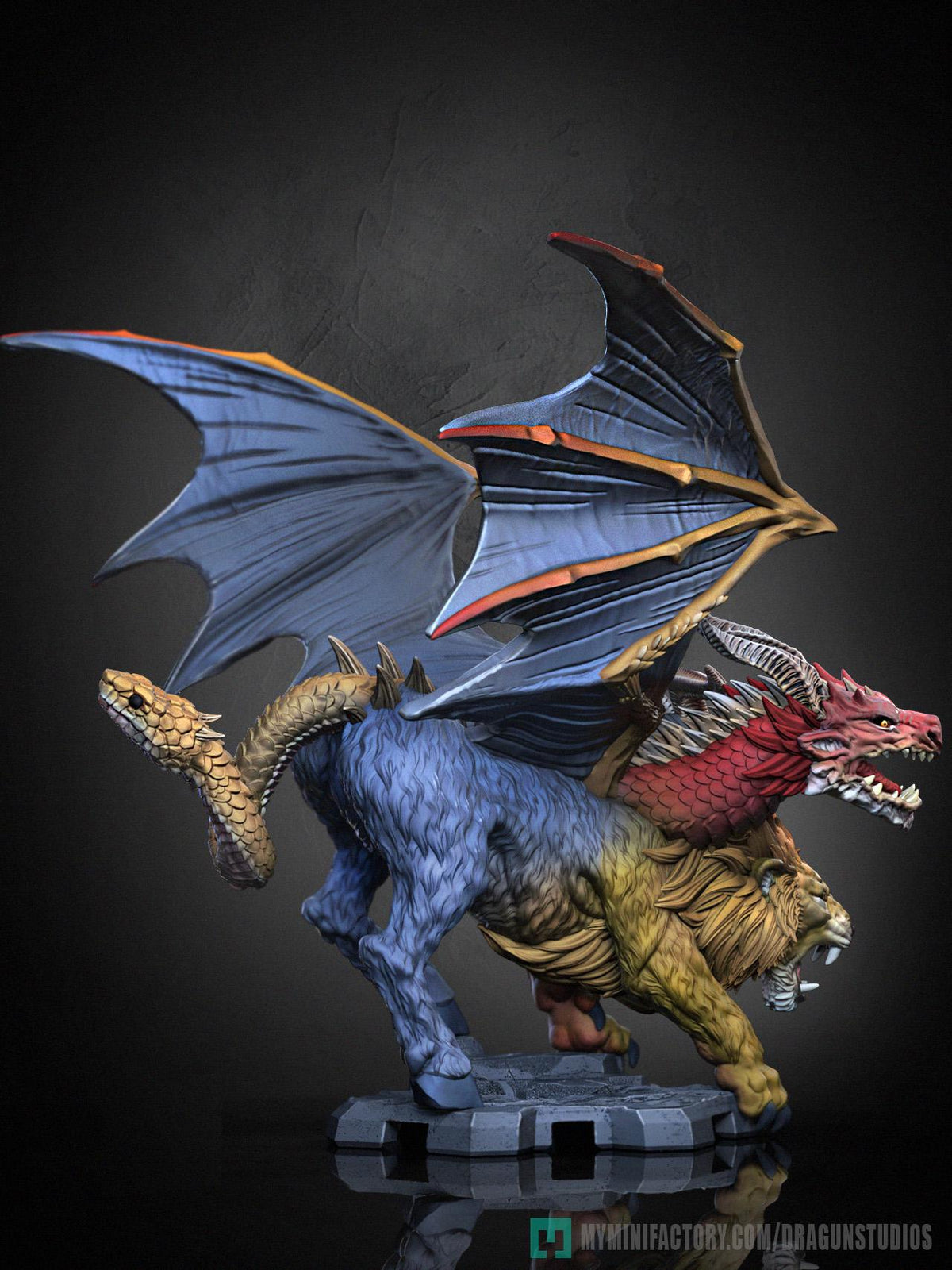 Chimera Miniature - DraGun Studios - 57mm / 80mm - Resin Printed Figure for D&D, TTRPGs, and Board Games