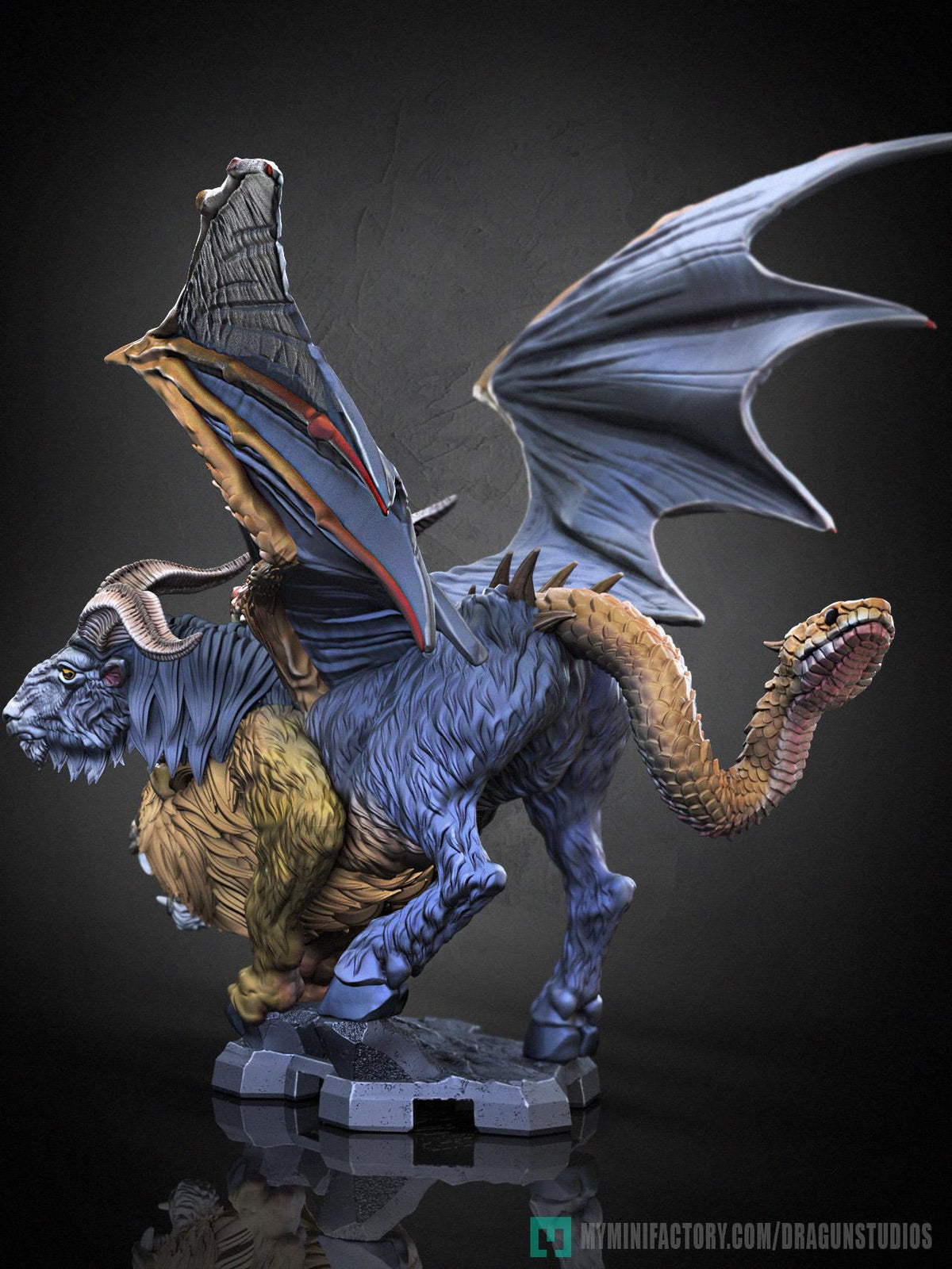 Chimera Miniature - DraGun Studios - 57mm / 80mm - Resin Printed Figure for D&D, TTRPGs, and Board Games