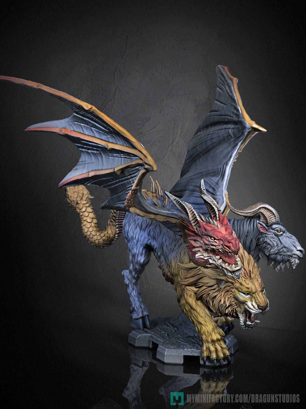 Chimera Miniature - DraGun Studios - 57mm / 80mm - Resin Printed Figure for D&D, TTRPGs, and Board Games
