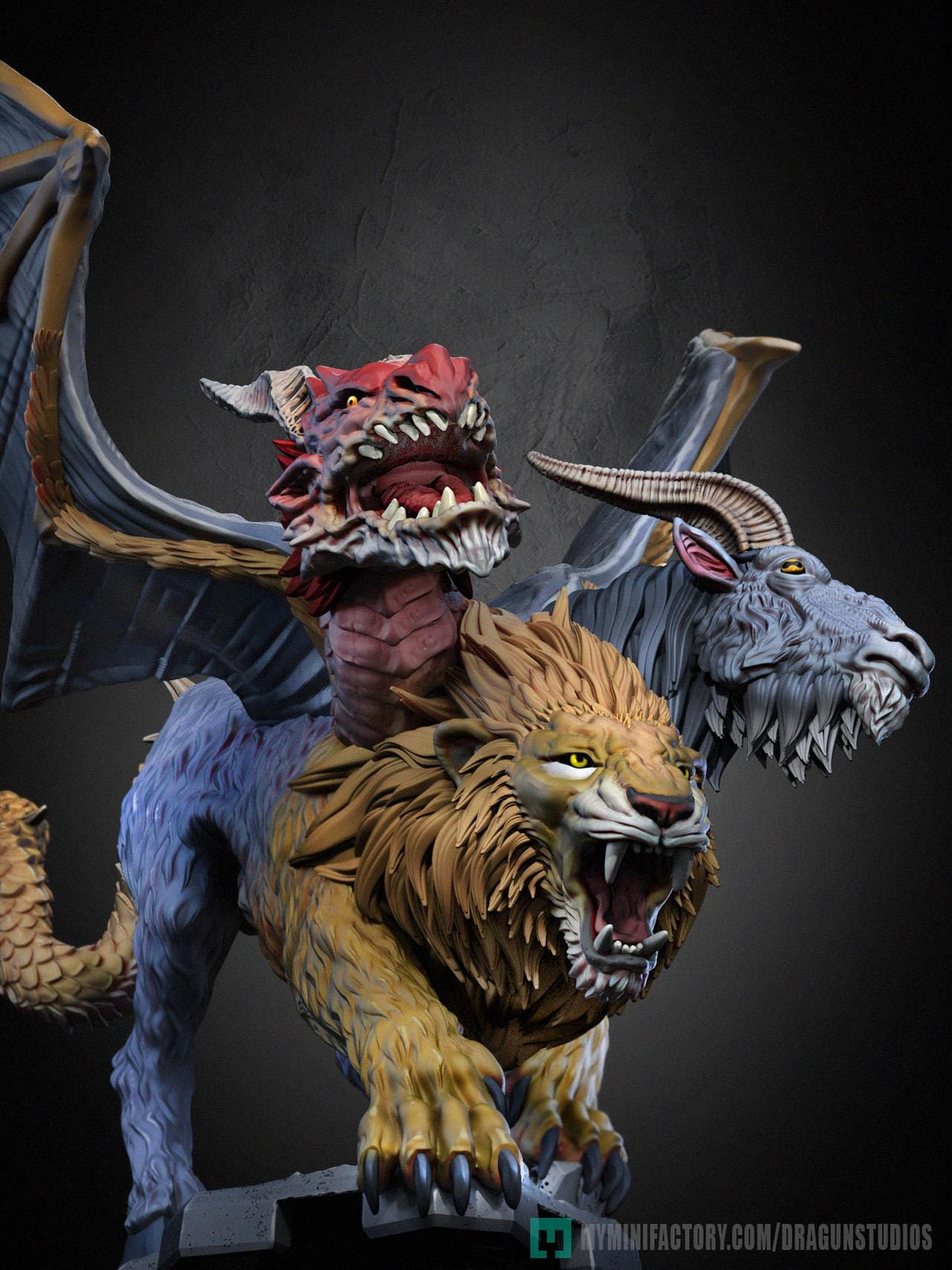 Chimera Miniature - DraGun Studios - 57mm / 80mm - Resin Printed Figure for D&D, TTRPGs, and Board Games