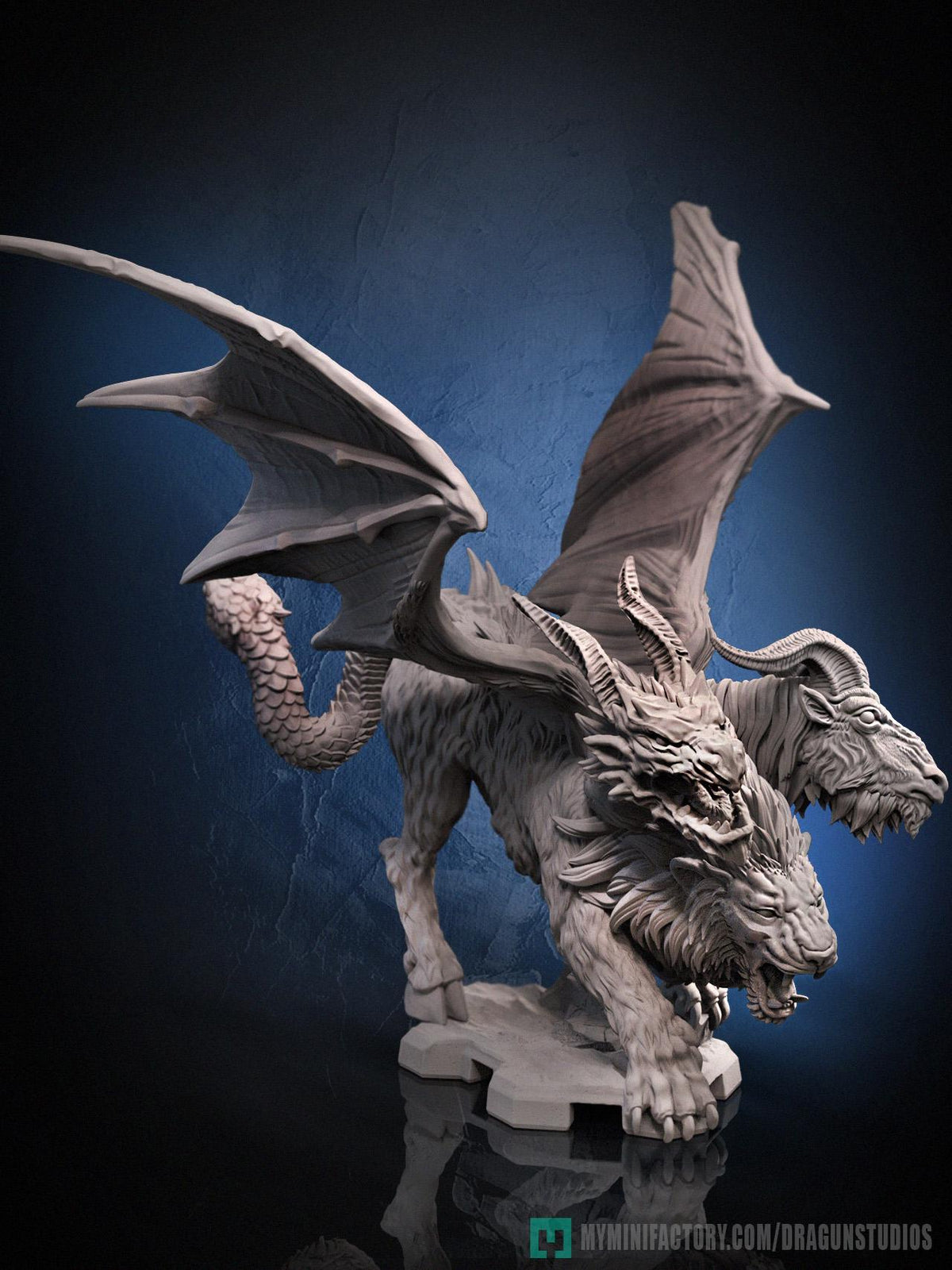 Chimera Miniature - DraGun Studios - 57mm / 80mm - Resin Printed Figure for D&D, TTRPGs, and Board Games