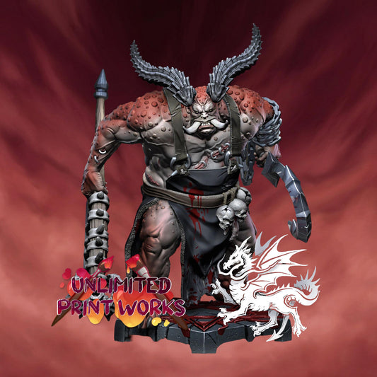 Demonic Butcher Miniature - DraGun Studios - 55mm / 97mm - Resin Printed Figure for D&D, TTRPGs, and Board Games