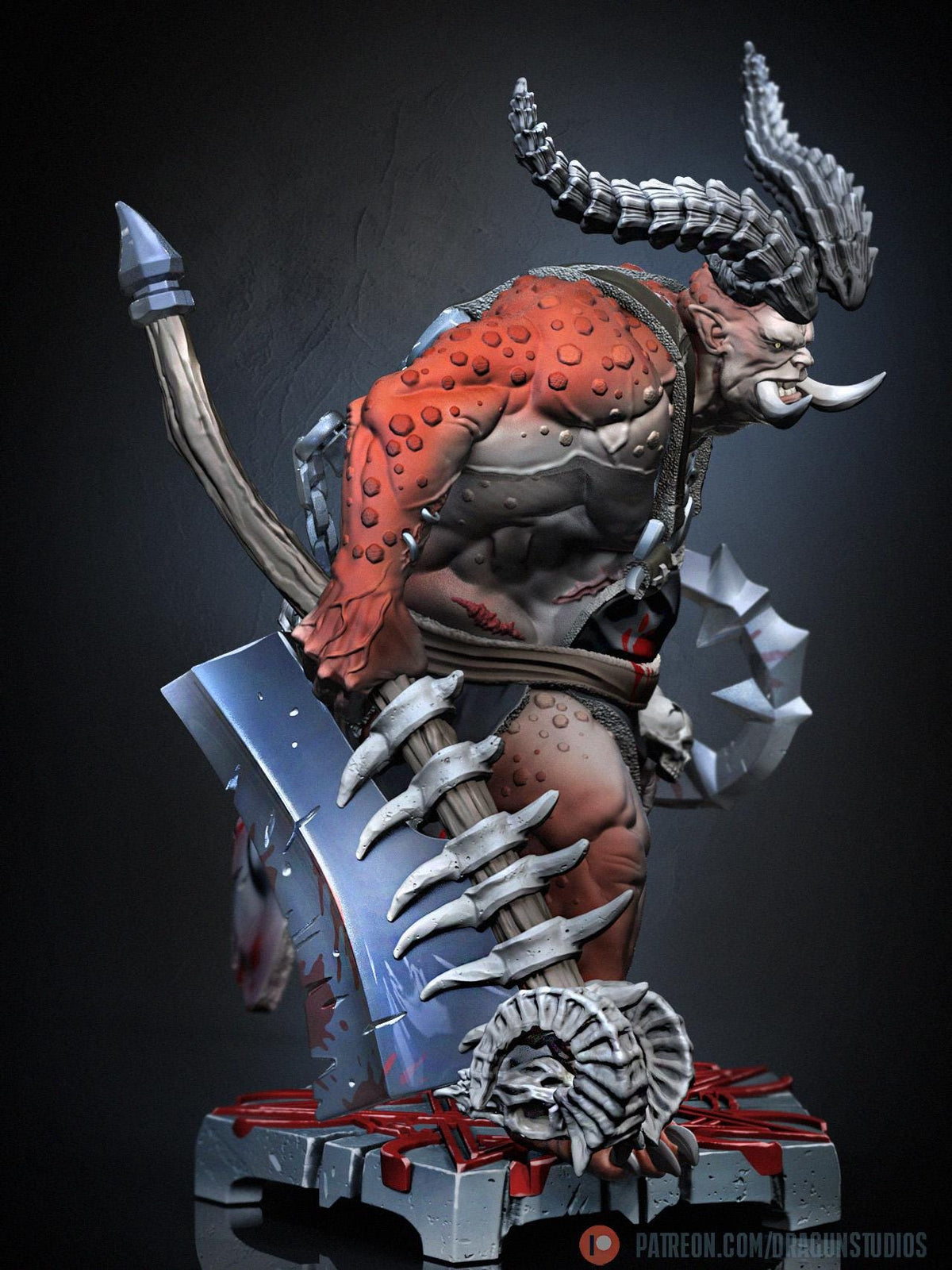 Demonic Butcher Miniature - DraGun Studios - 55mm / 97mm - Resin Printed Figure for D&D, TTRPGs, and Board Games