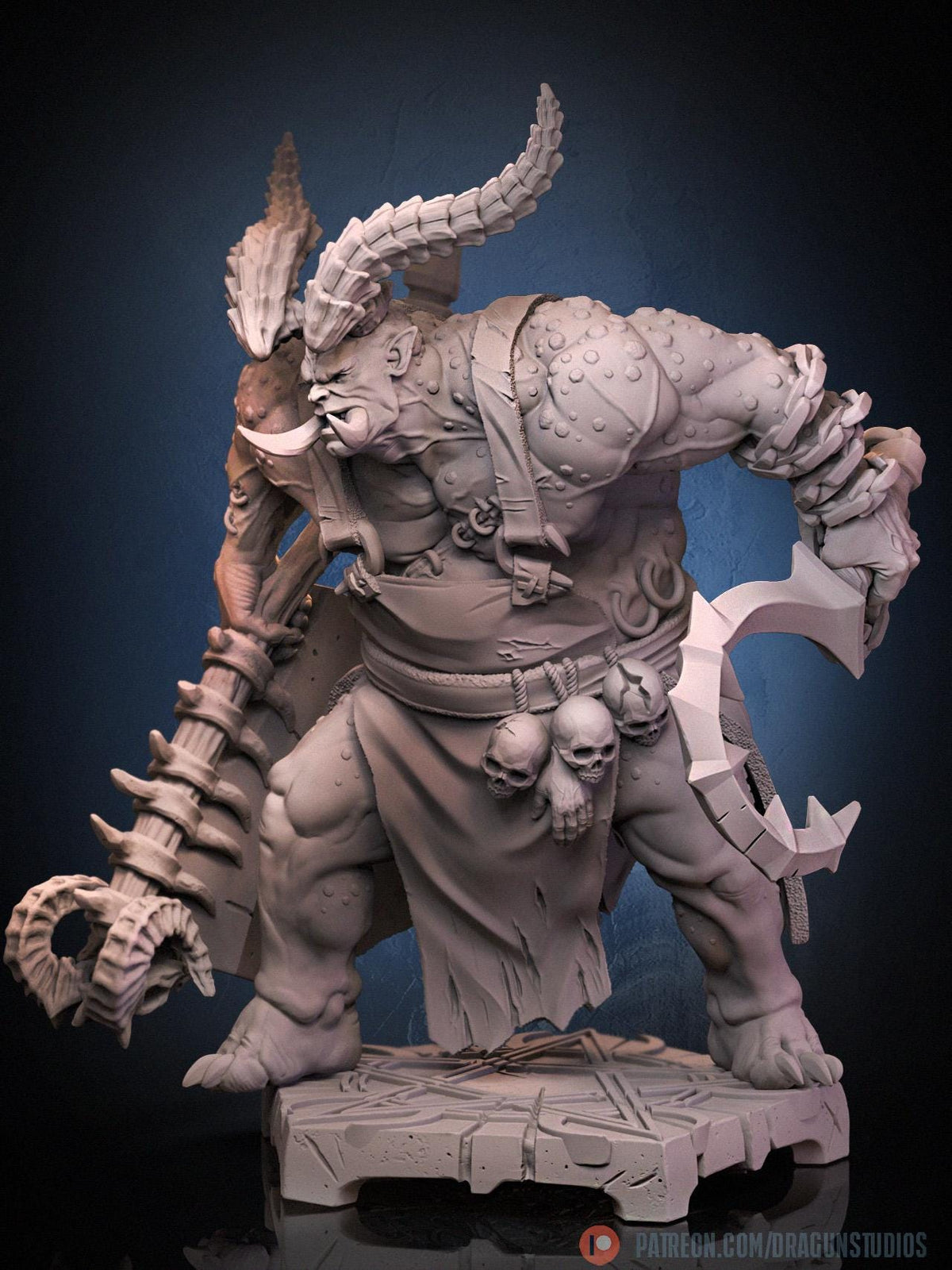 Demonic Butcher Miniature - DraGun Studios - 55mm / 97mm - Resin Printed Figure for D&D, TTRPGs, and Board Games
